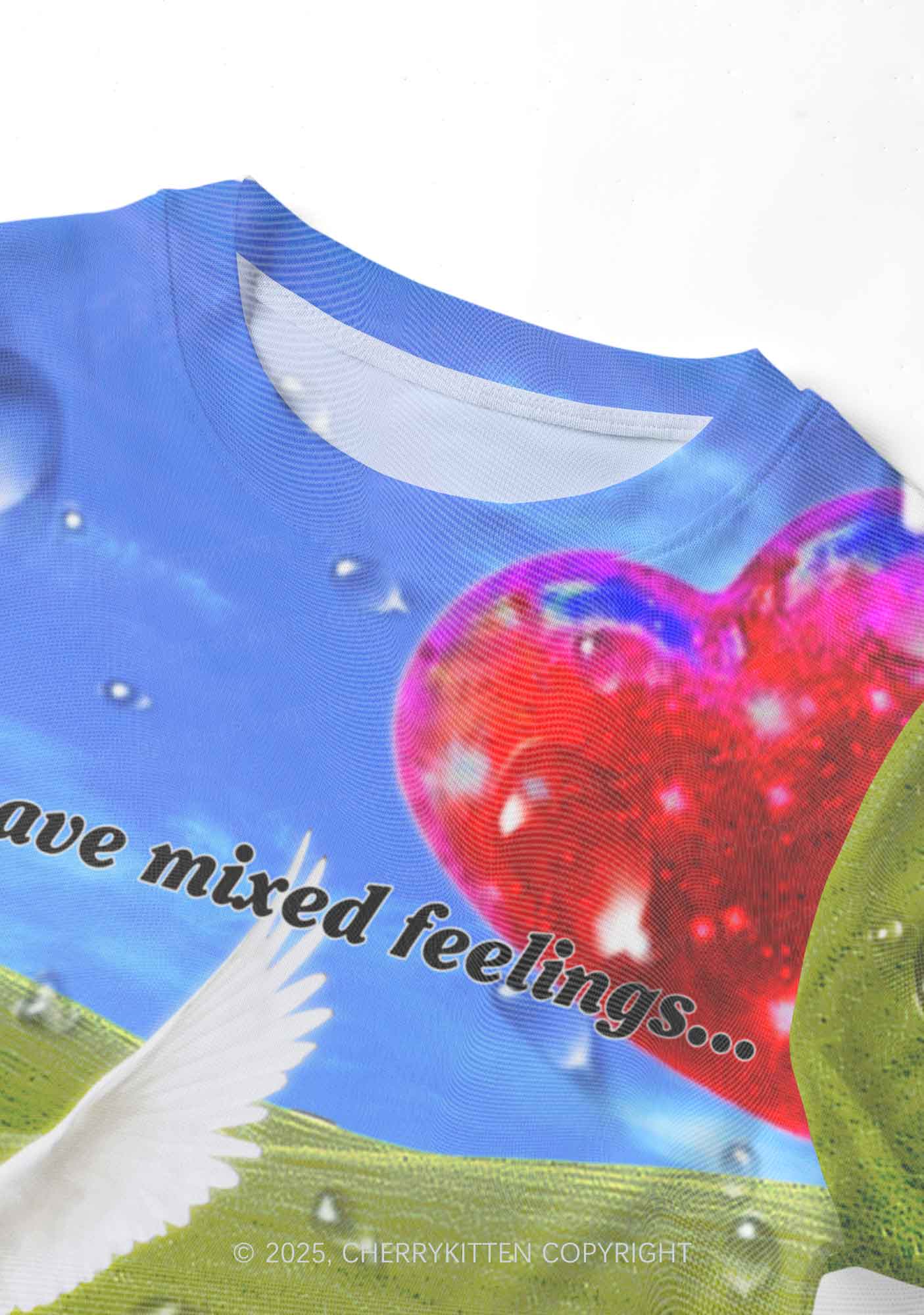 Dove And Mixed Feelings Y2K Mesh Crop Top Cherrykitten