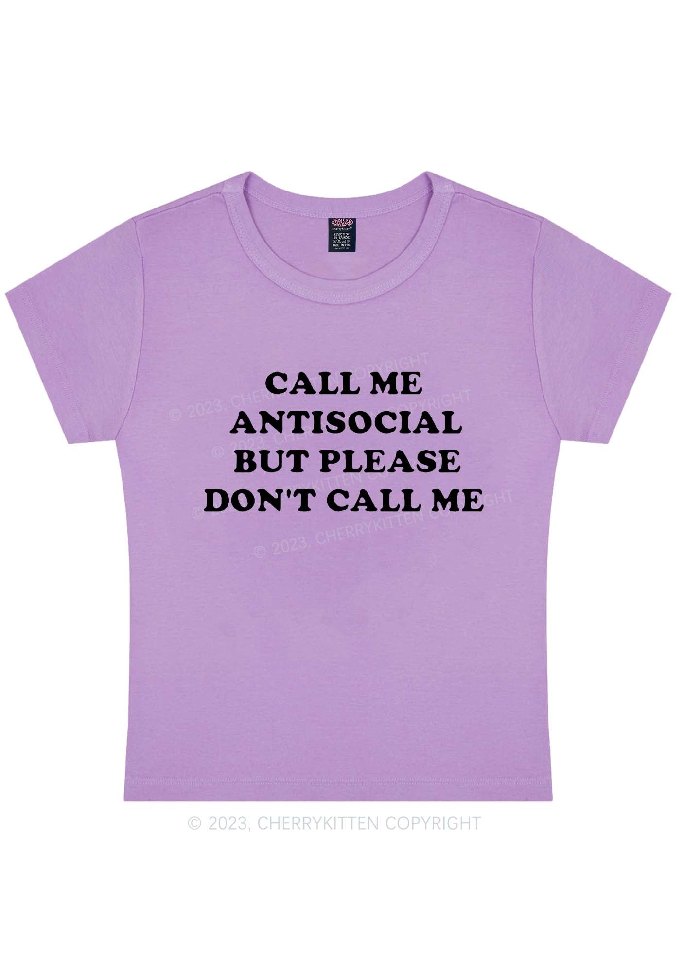 Curvy Call Me Antisocial Y2K Baby Tee Cherrykitten