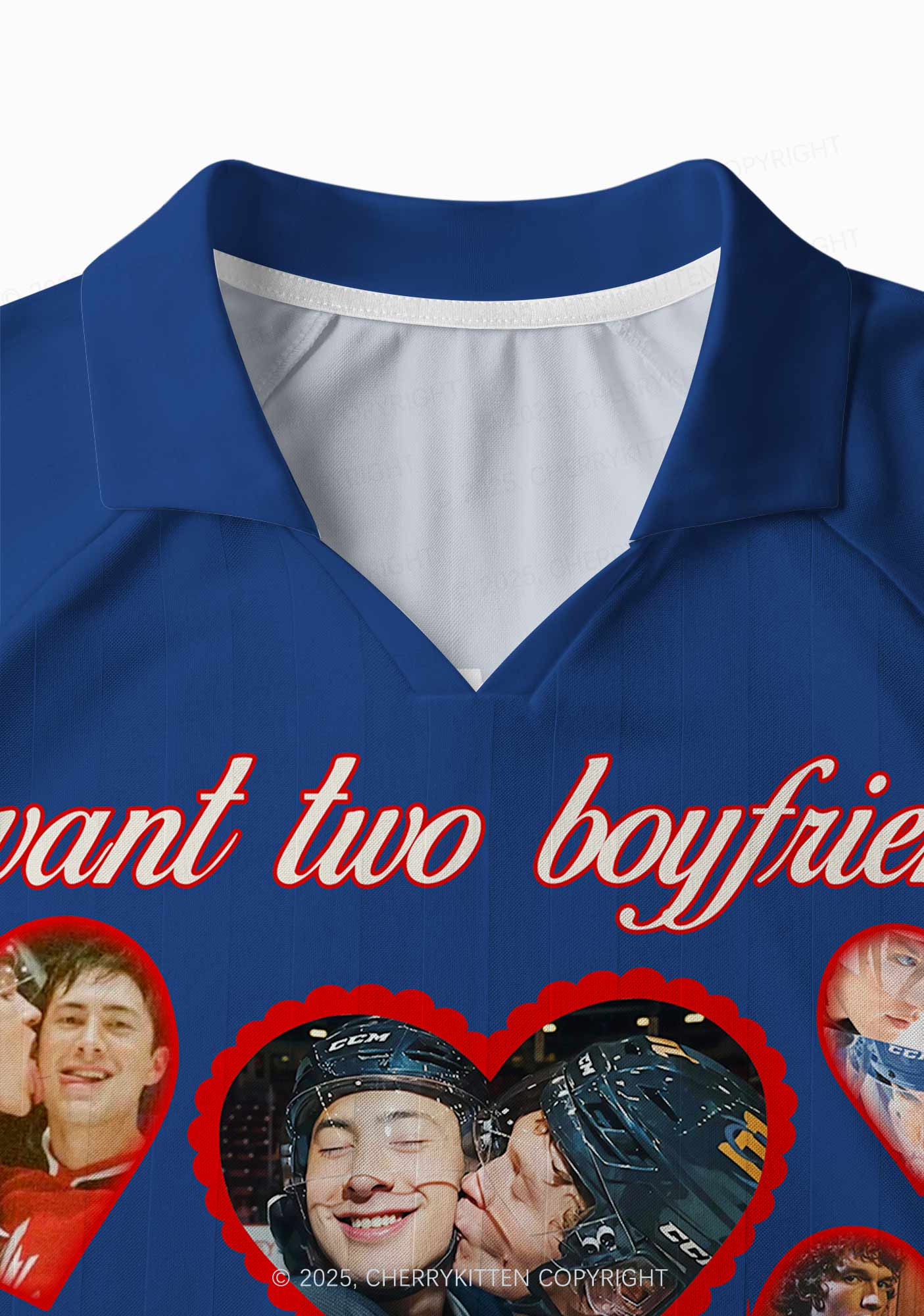 Blue I Want Two Boyfriends HR Y2K Long Sleeve Sport Jersey Shirts Cherrykitten