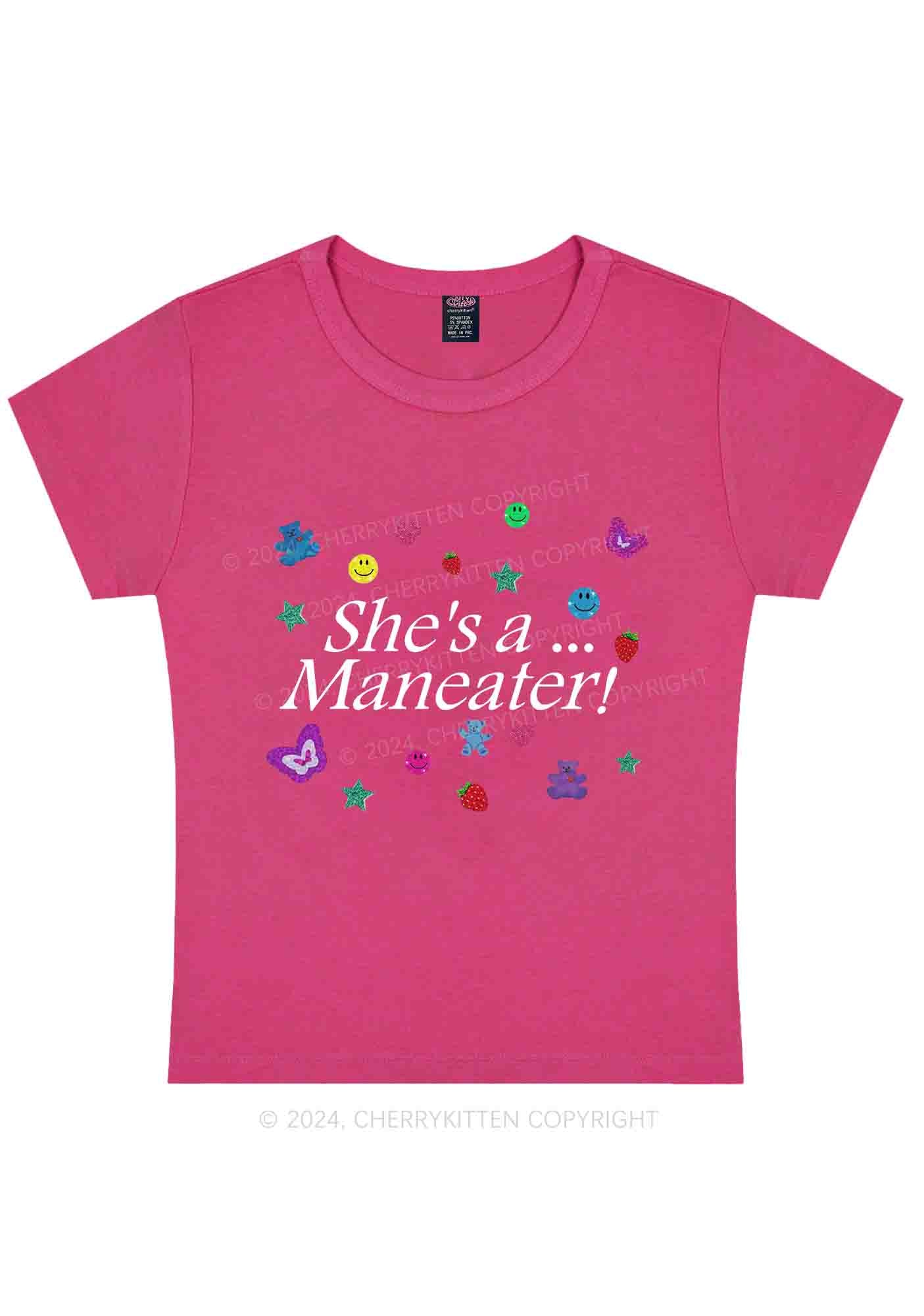 She's A Maneater Y2K Baby Tee Cherrykitten