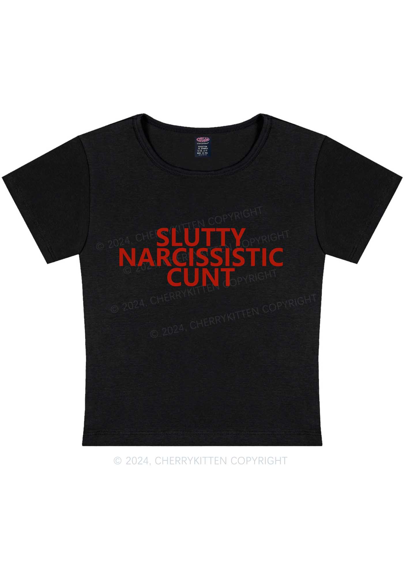 Curvy Narcissistic Cxnt Y2K Baby Tee Cherrykitten