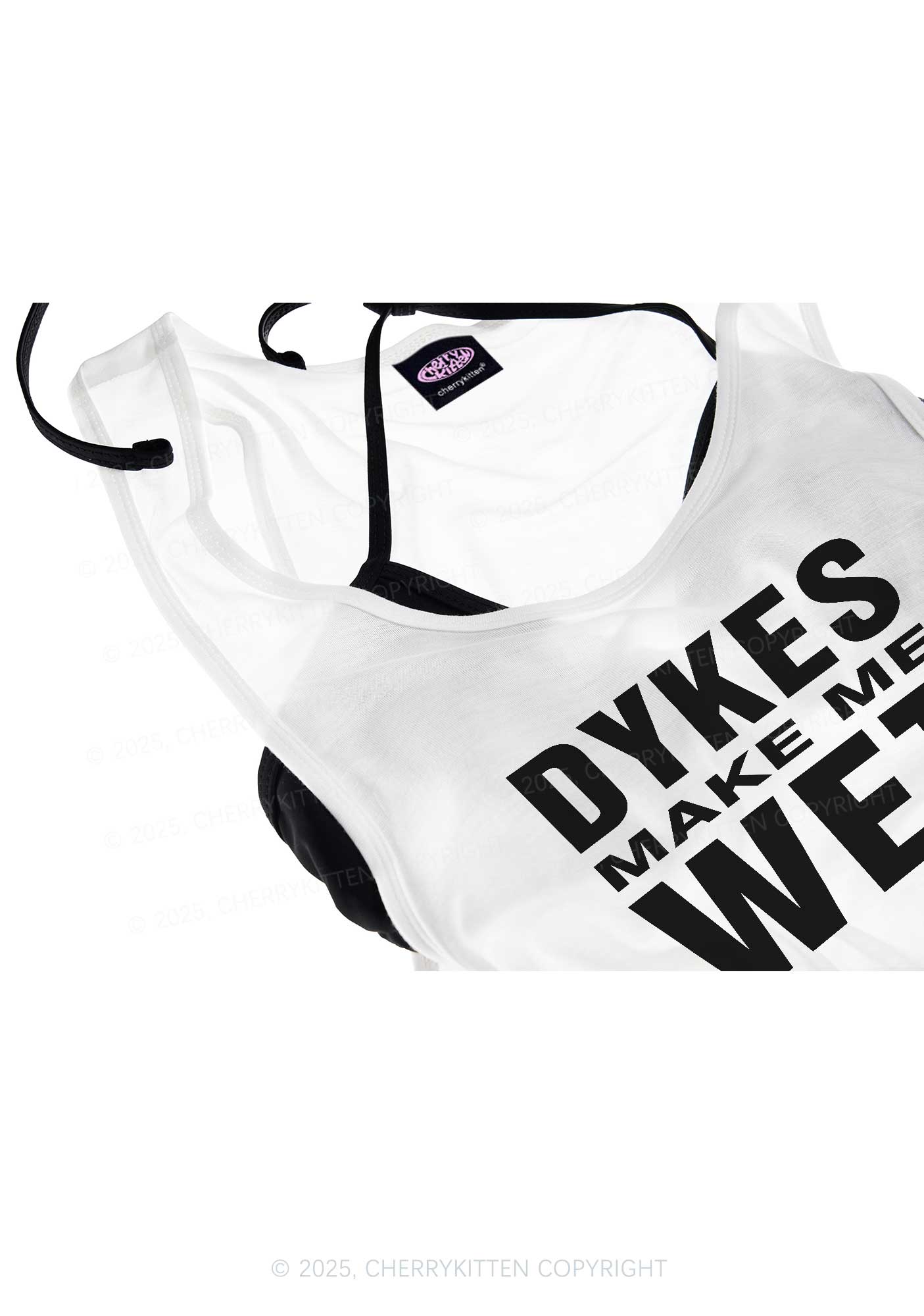 Dykes Make Me Wet Pride Y2K Sheer Boyfriend Tank Cherrykitten