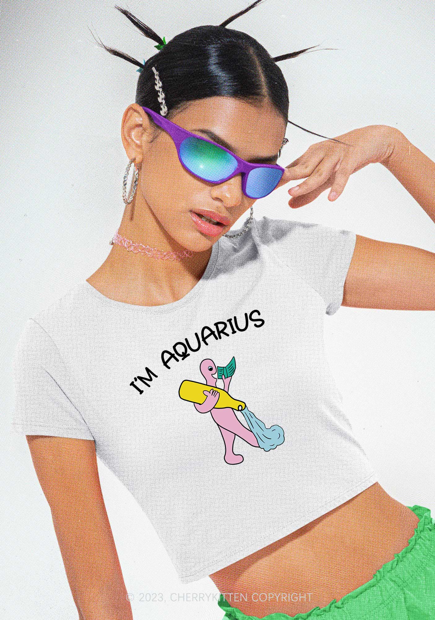 I'm Aquarius Y2K Baby Tee Cherrykitten