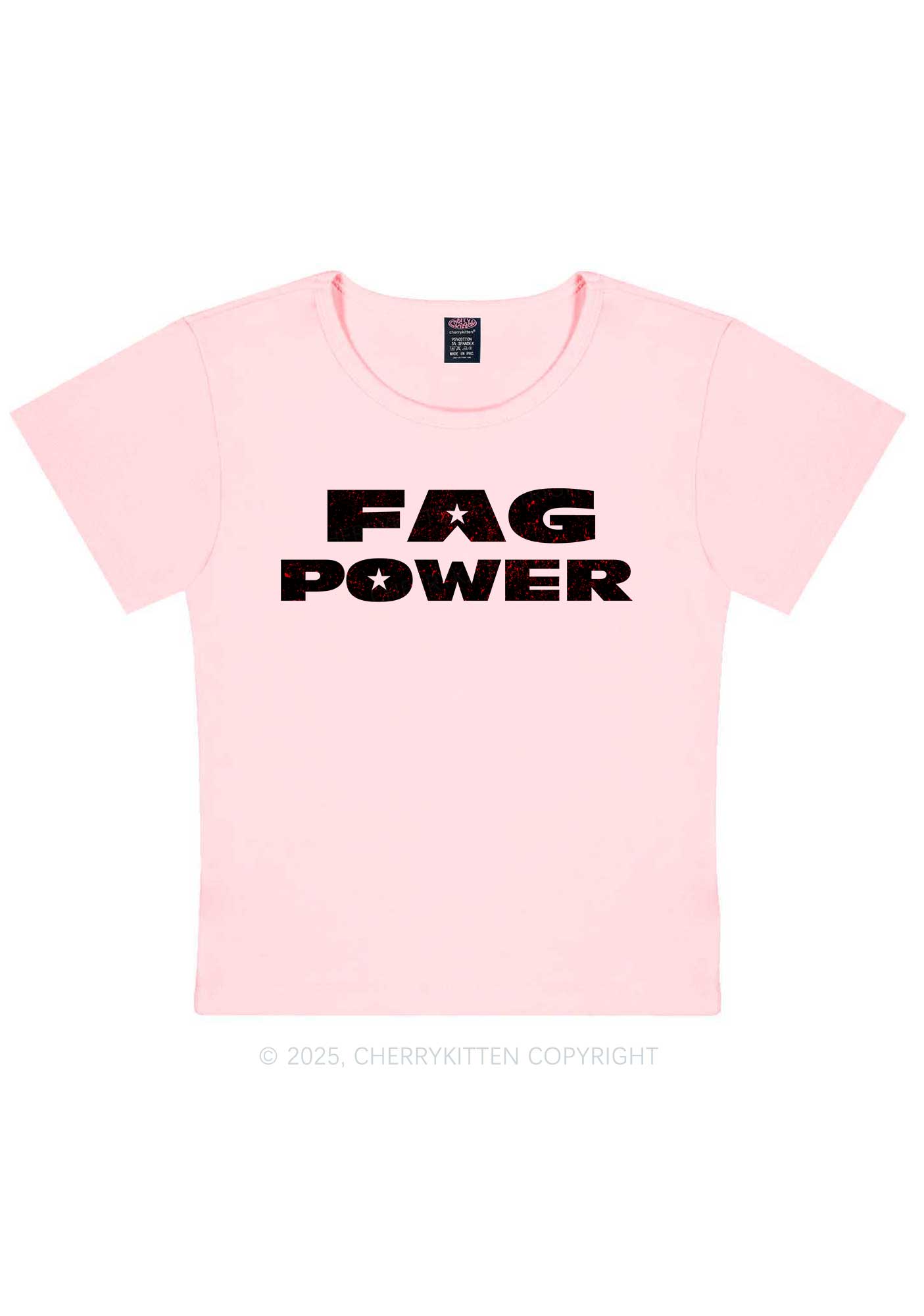 Fag Power Pride Y2K Baby Tee Cherrykitten