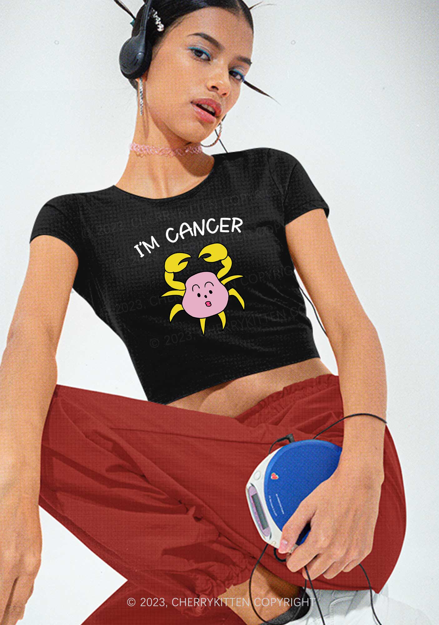 I'm Cancer Y2K Baby Tee Cherrykitten