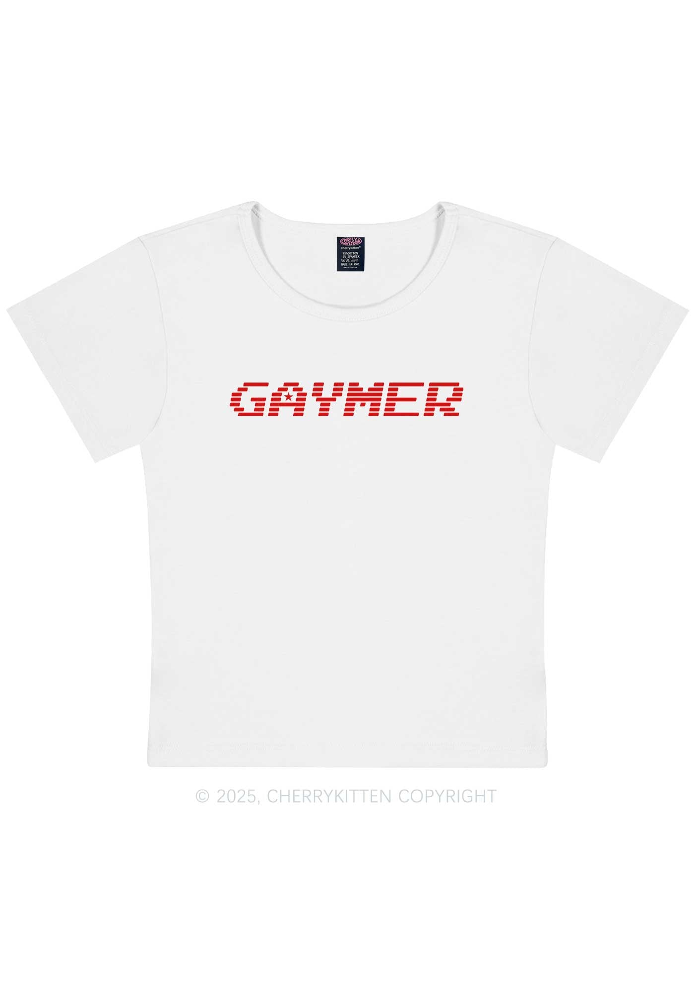 Gaymer Pride Y2K Baby Tee Cherrykitten