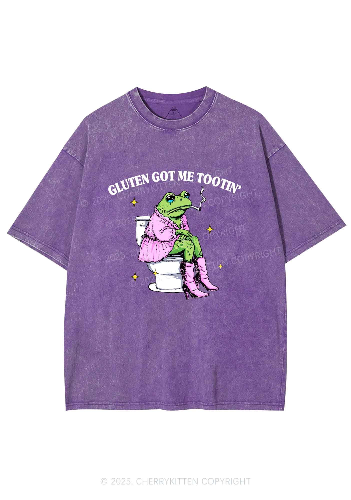 Gluten Got Me Tootin Y2K Shirts Washed Tee Cherrykitten