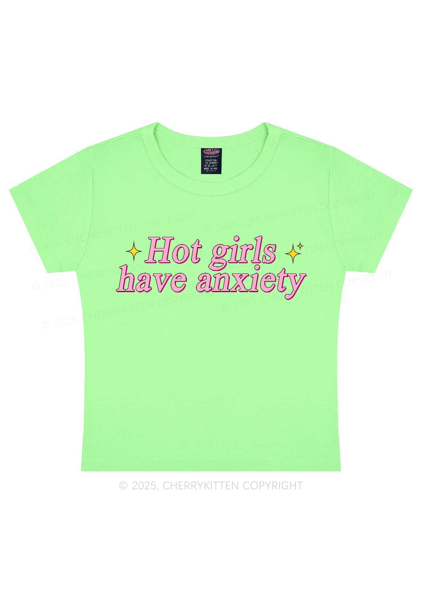 Hot Girls Anxiety Y2K Baby Tee Cherrykitten