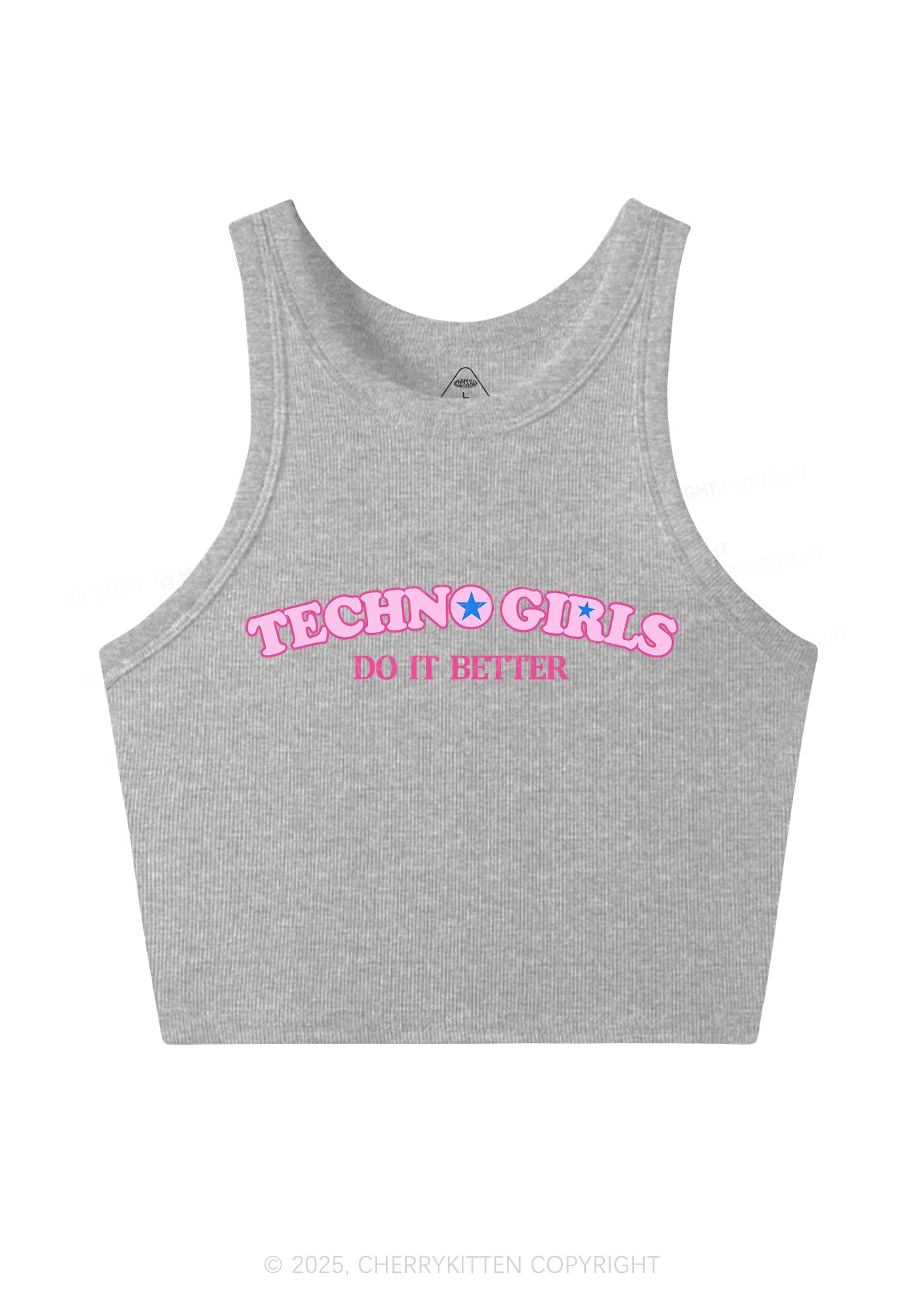 Techno Girl Do Better Y2K Crop Tank Top Cherrykitten