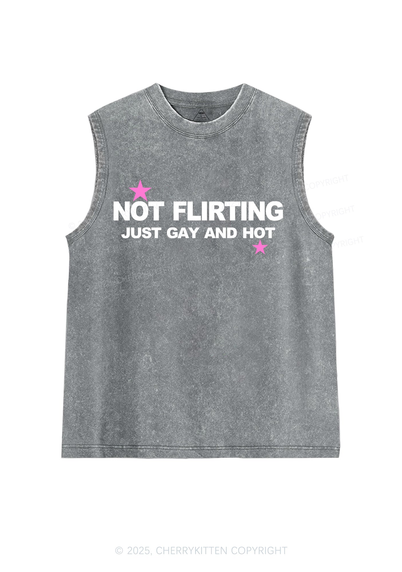 Not Flirting Pride Y2K Washed Muscle Tank Cherrykitten