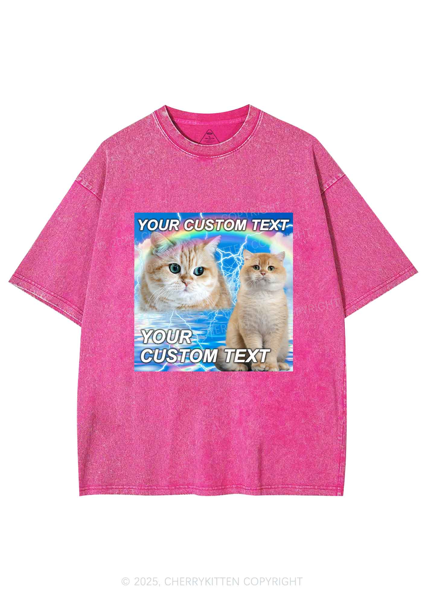 Custom Text Your Kitten Y2K Shirts Washed Tee Cherrykitten