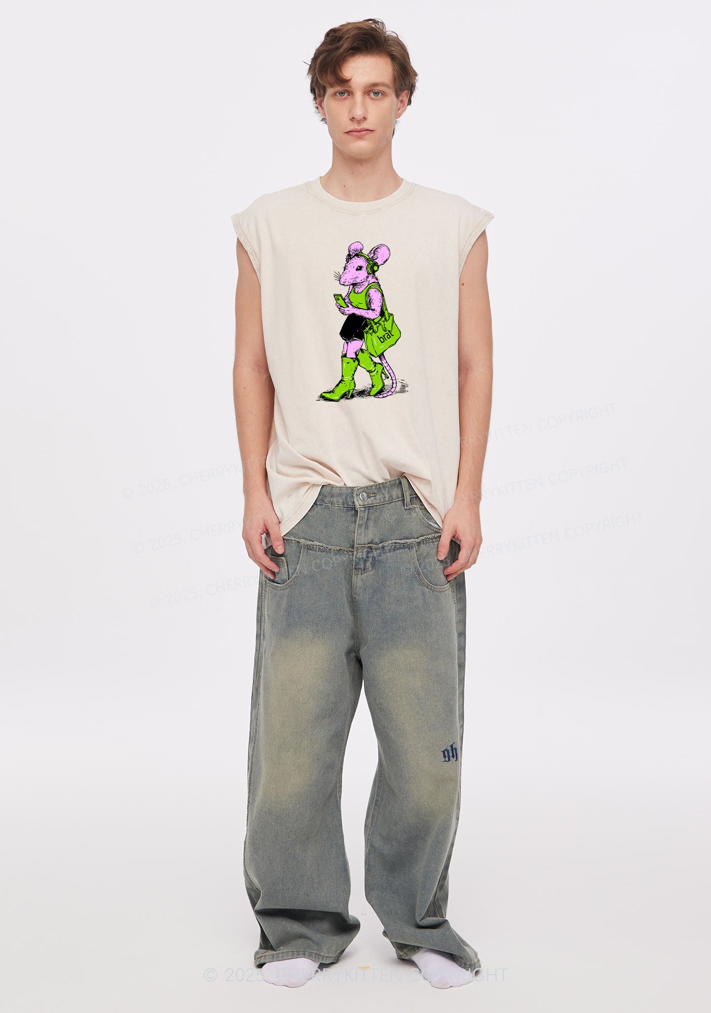 Brat Girl Y2K Washed Muscle Tank Cherrykitten