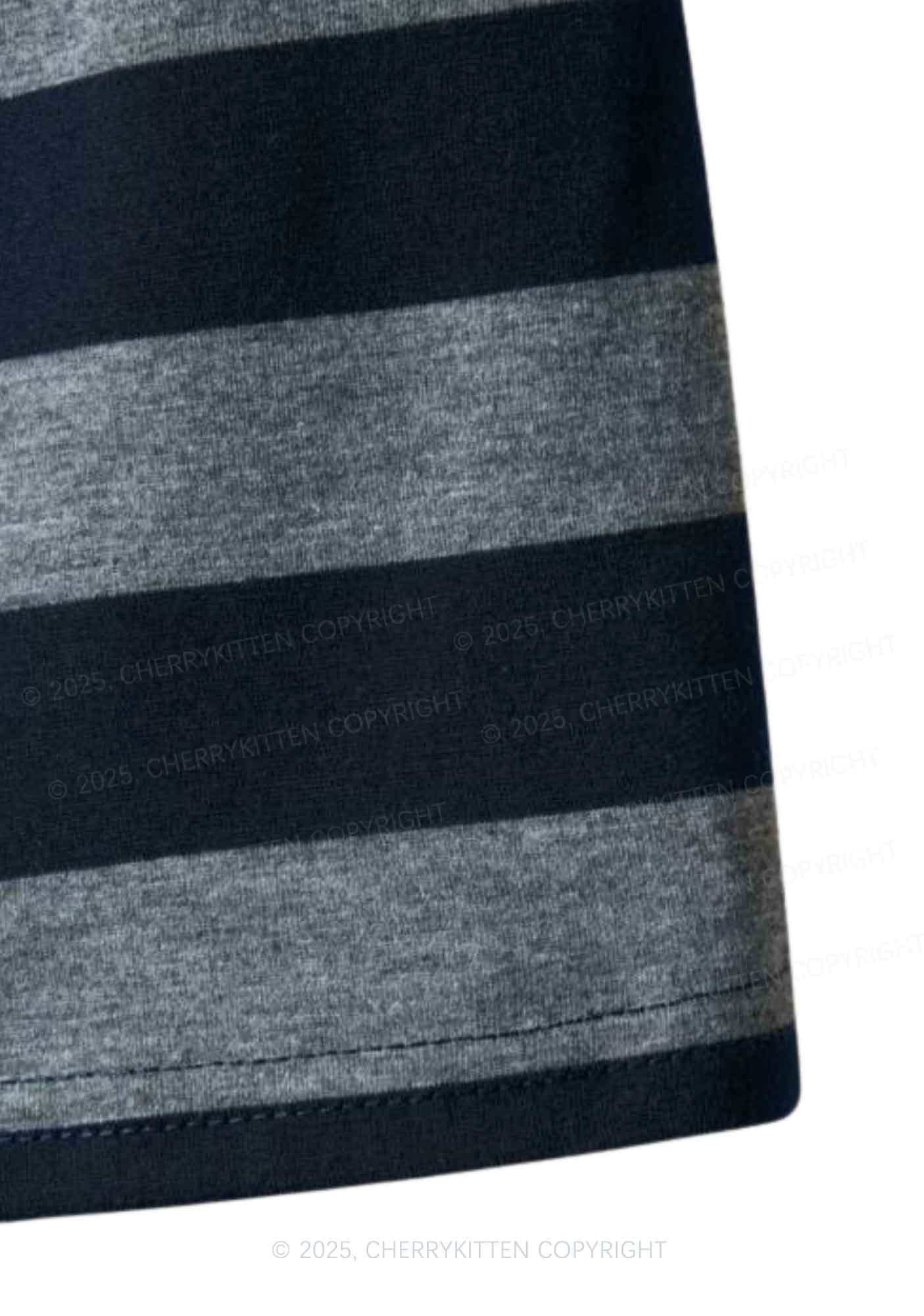 Blame A Man Y2K Navy Grey Striped Mini Skirt Cherrykitten