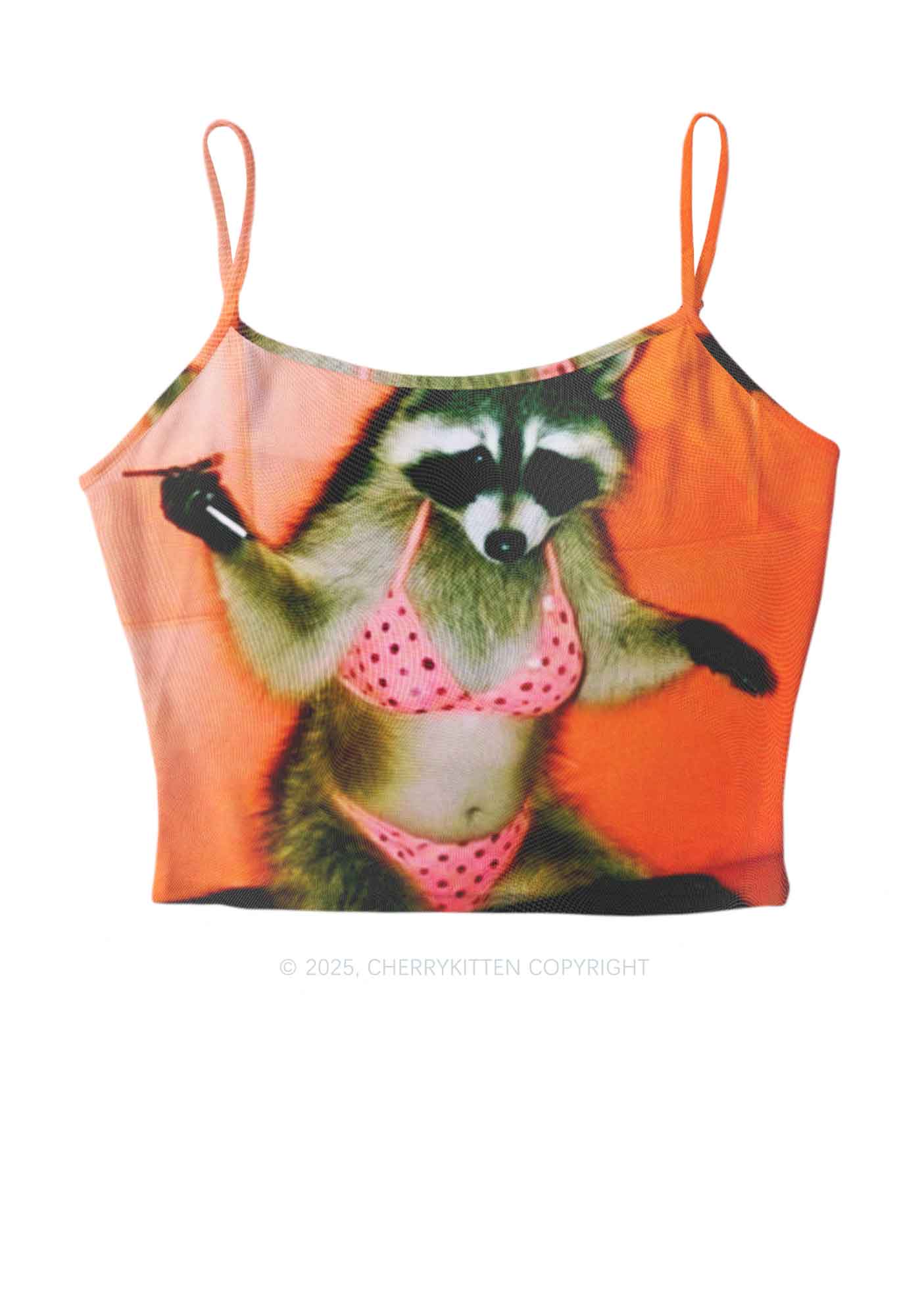 Bikini DJ Raccoon Y2K Mesh Cami Tank Cherrykitten