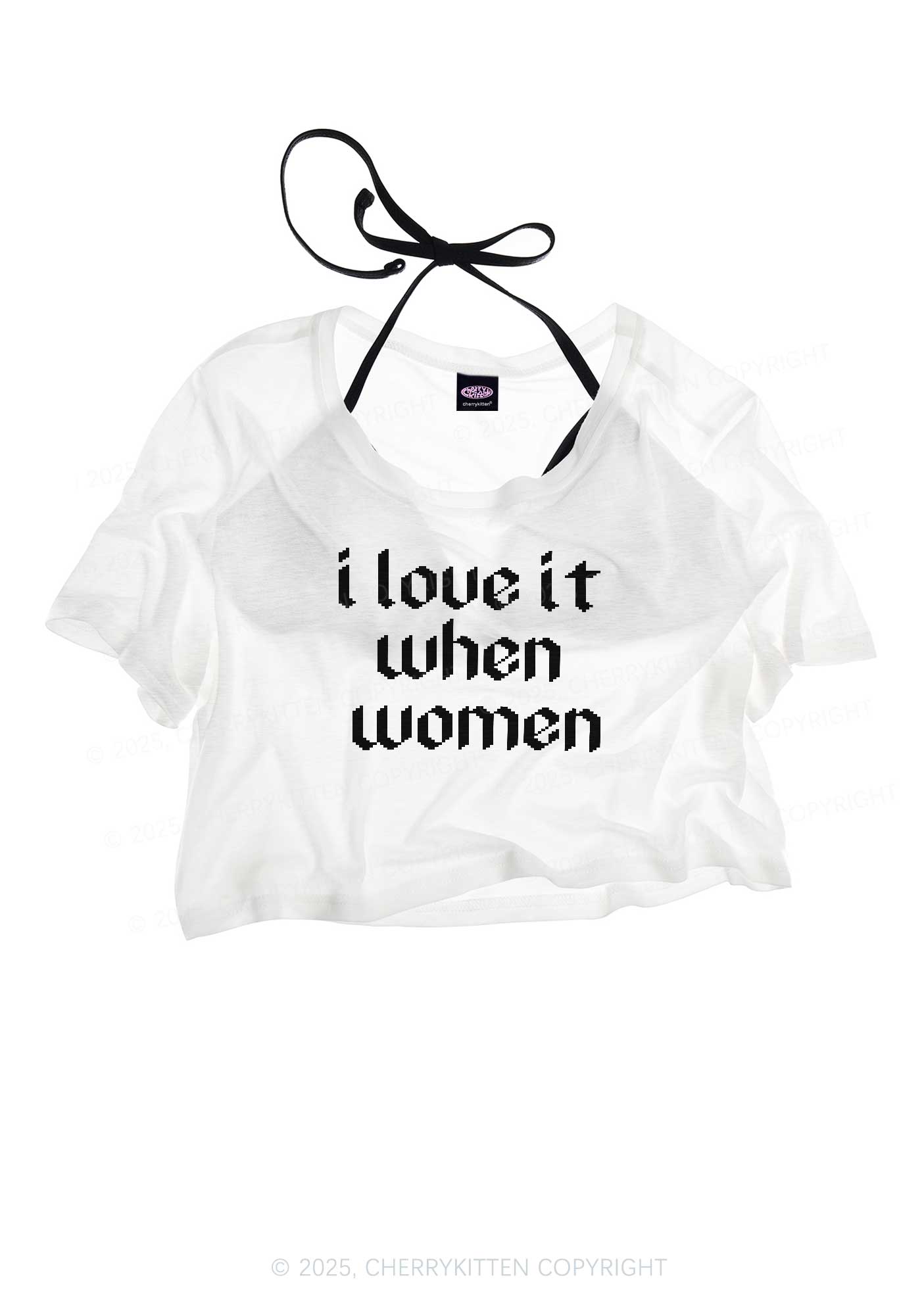 I Love It When Women Pride Y2K Sheer Crop Tee Cherrykitten