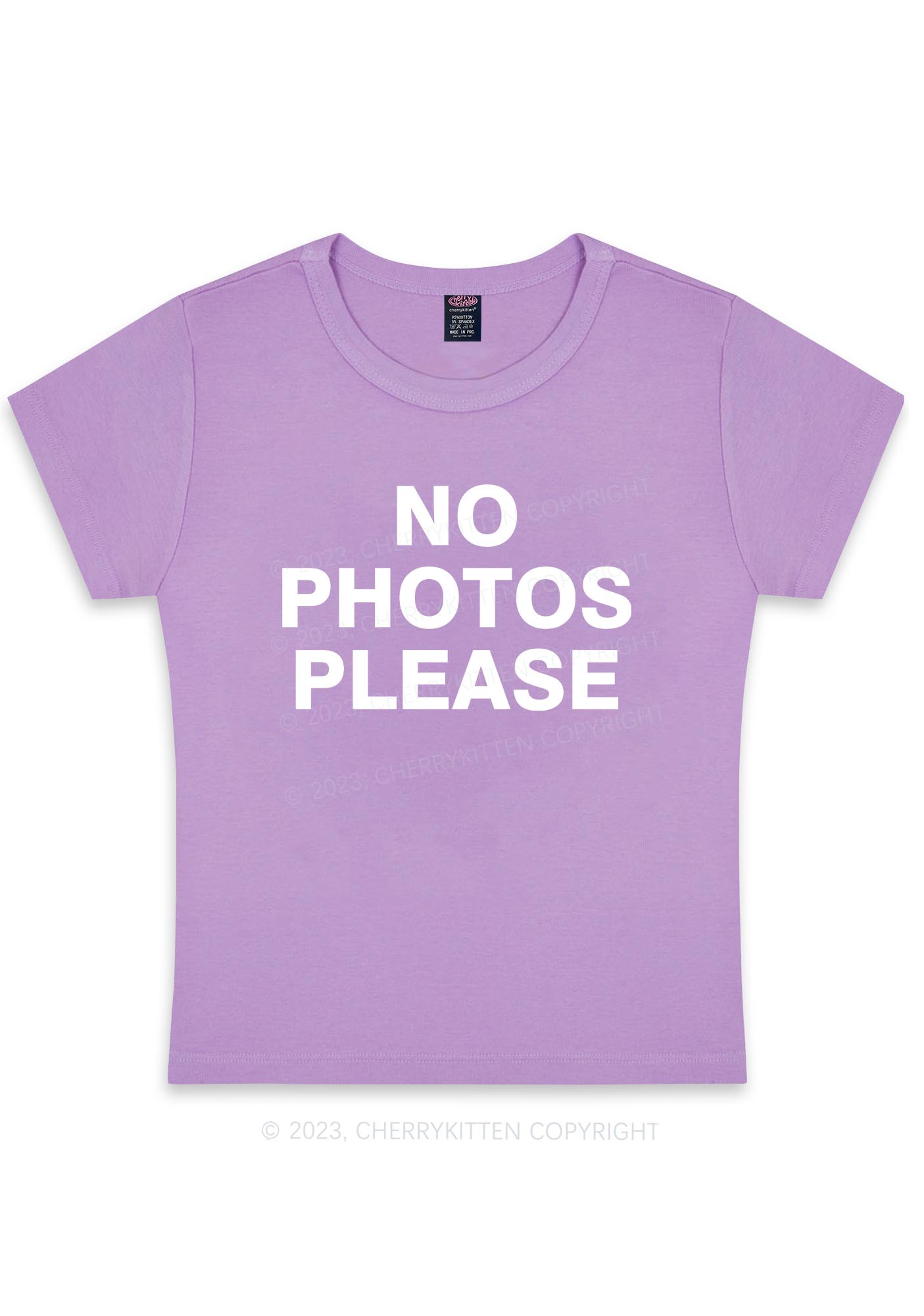 Curvy No Photos Please Y2K Baby Tee Cherrykitten