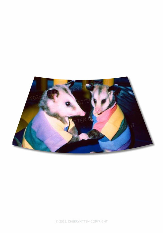 Gay Rats Pride Y2K Print Mini Skirt Cherrykitten
