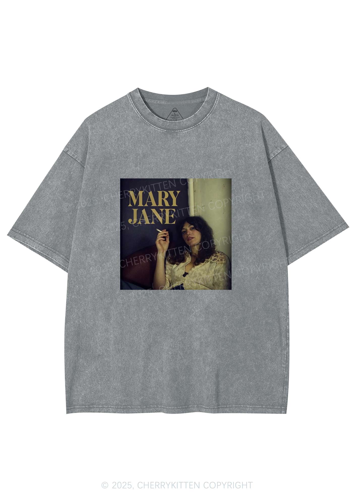 Smoking Woman Y2K Washed Tee Cherrykitten