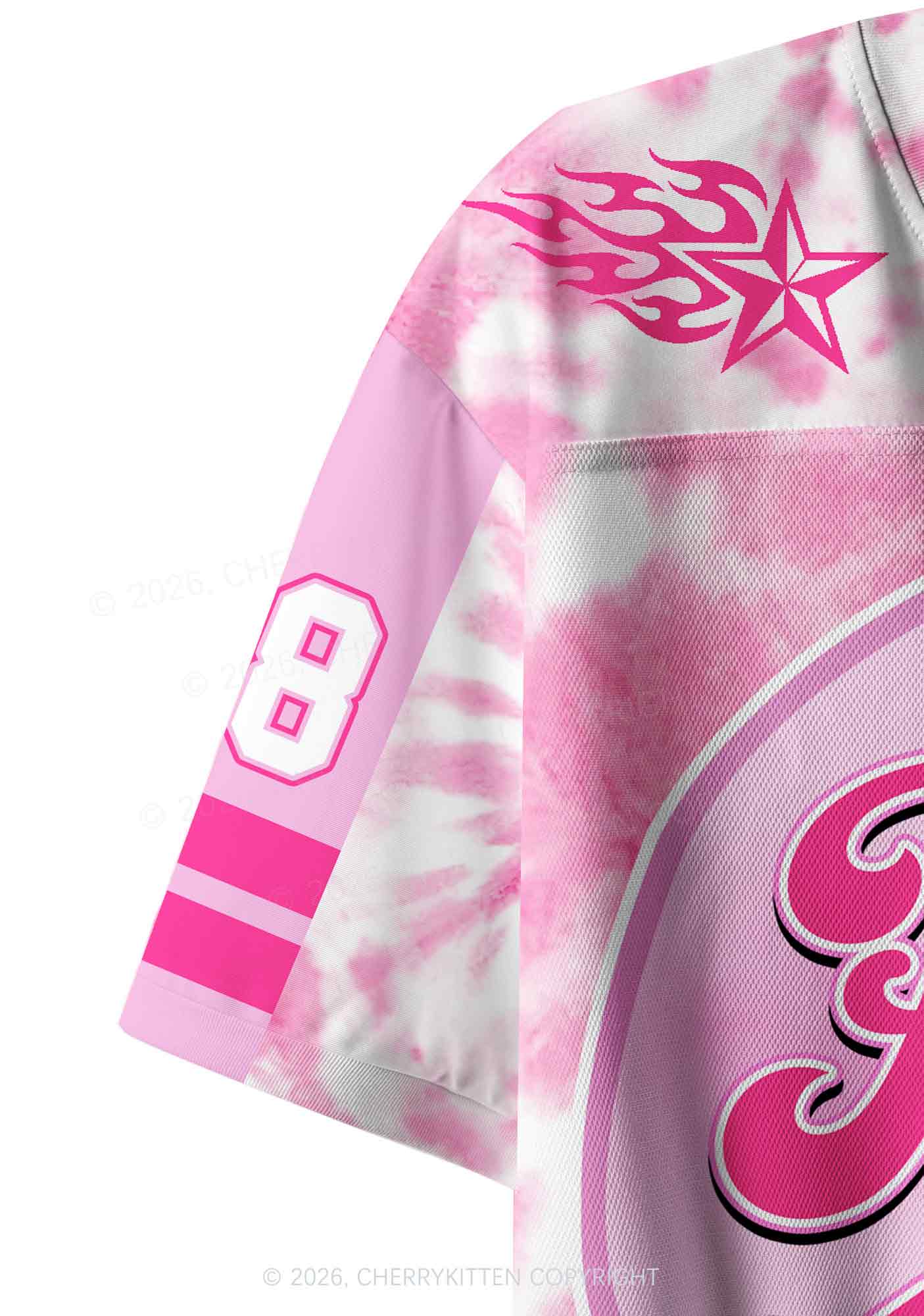Pink Tie Dye Faggot Pride Y2K Crop Sport Jersey Shirts Cherrykitten
