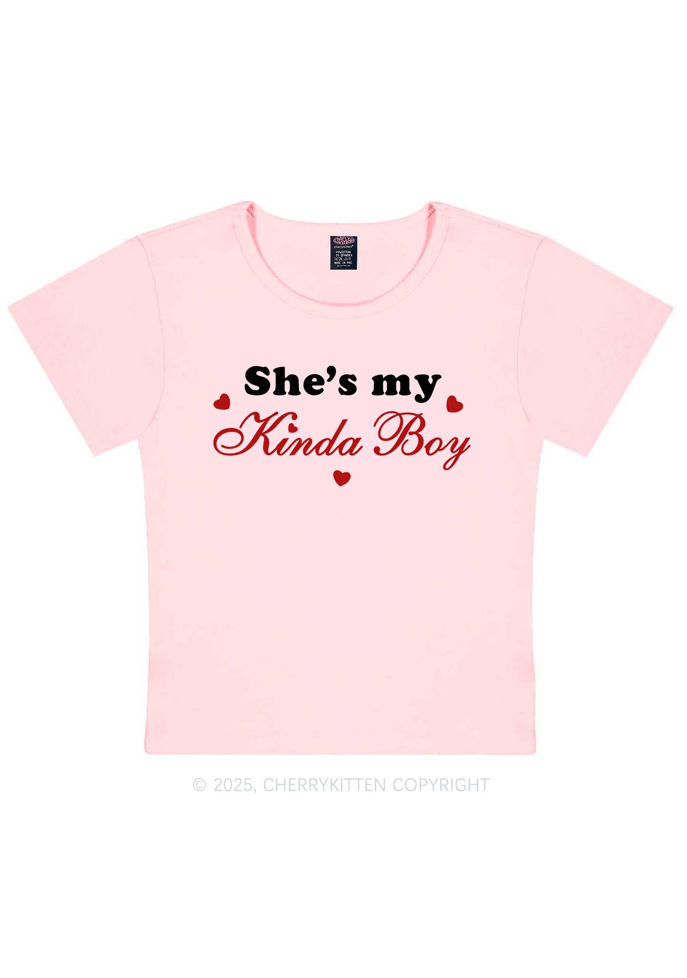 Shes My Kinda Boy Pride Y2K Baby Tee Cherrykitten