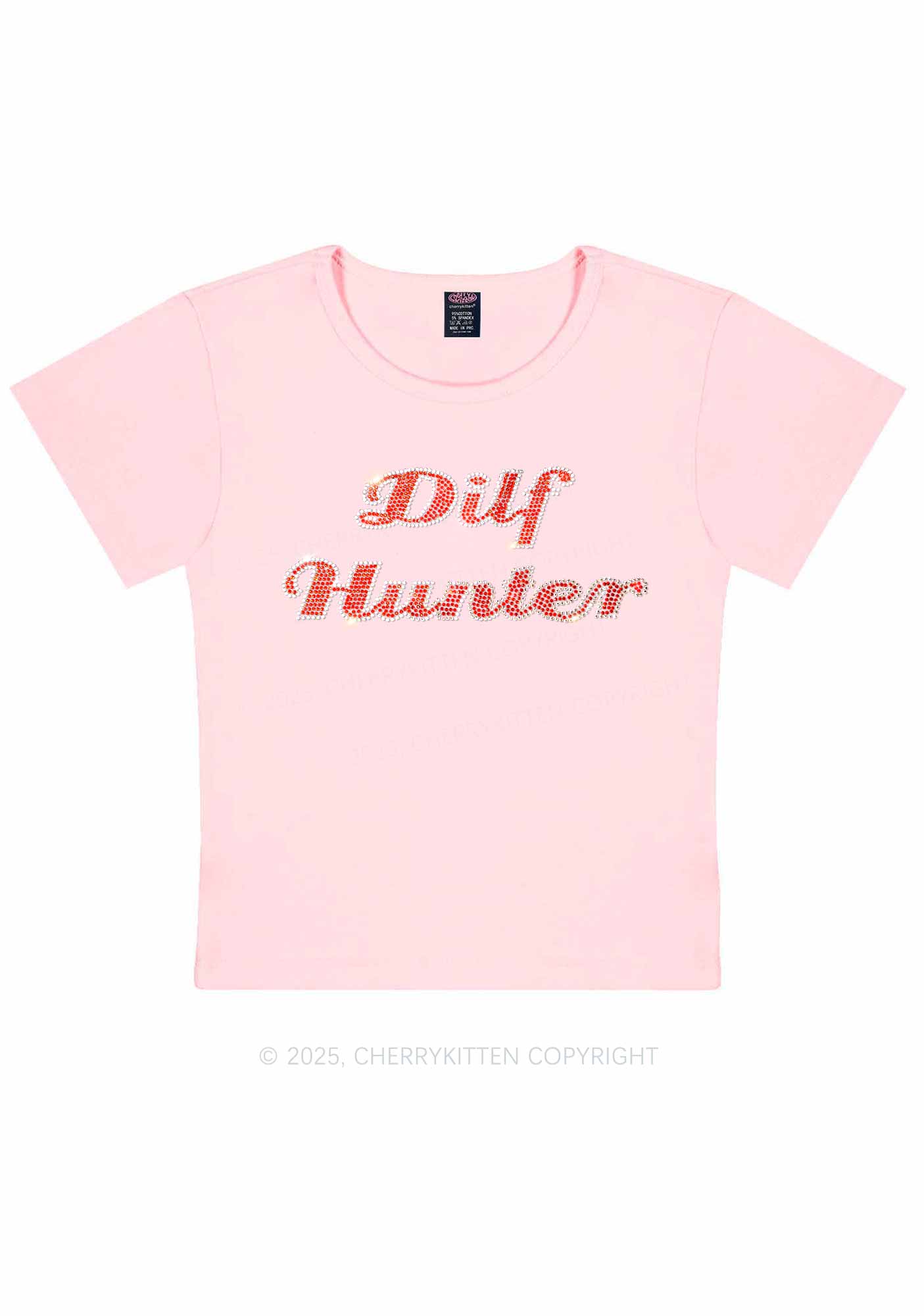 Rhinestone Green Hunter Y2K Baby Tee Cherrykitten