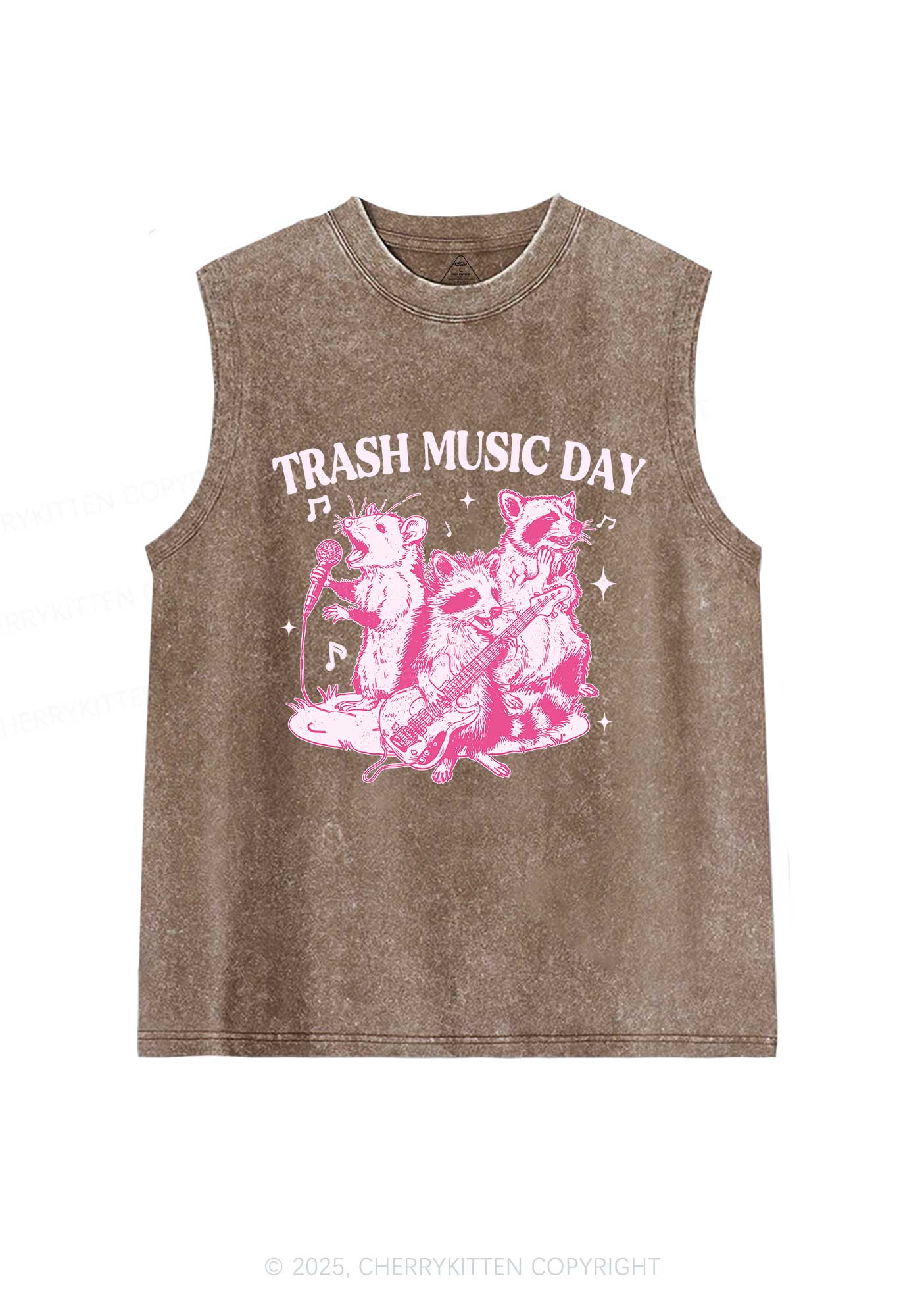 Trash Music Day Y2K Washed Muscle Tank Cherrykitten