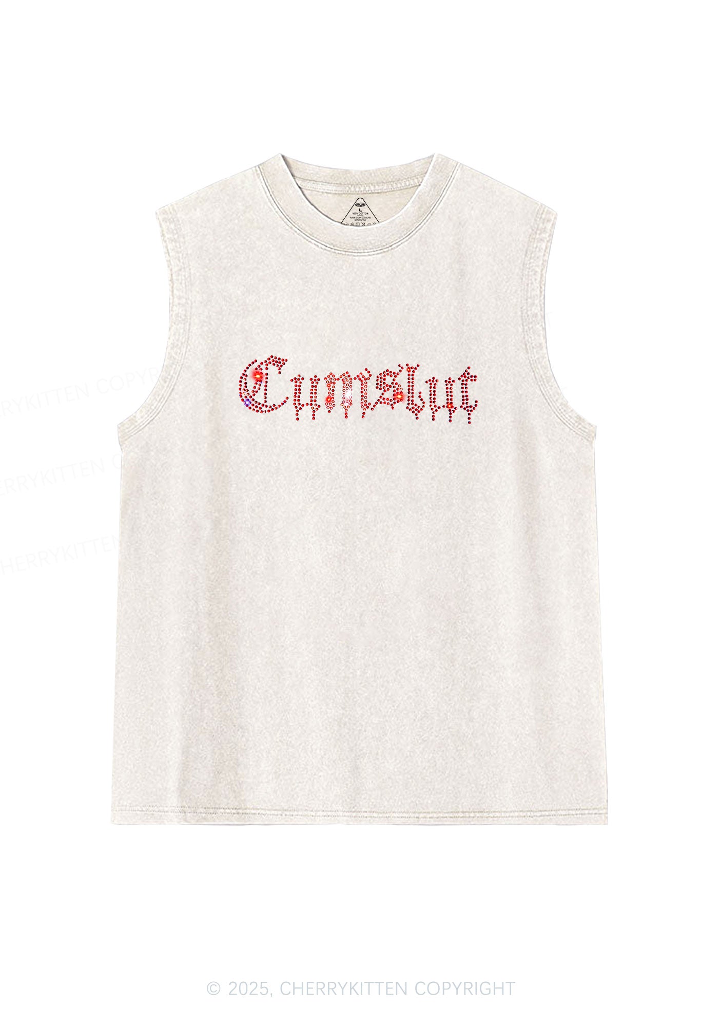 Rhinestone Cxmslxt Y2K Washed Muscle Tank Cherrykitten