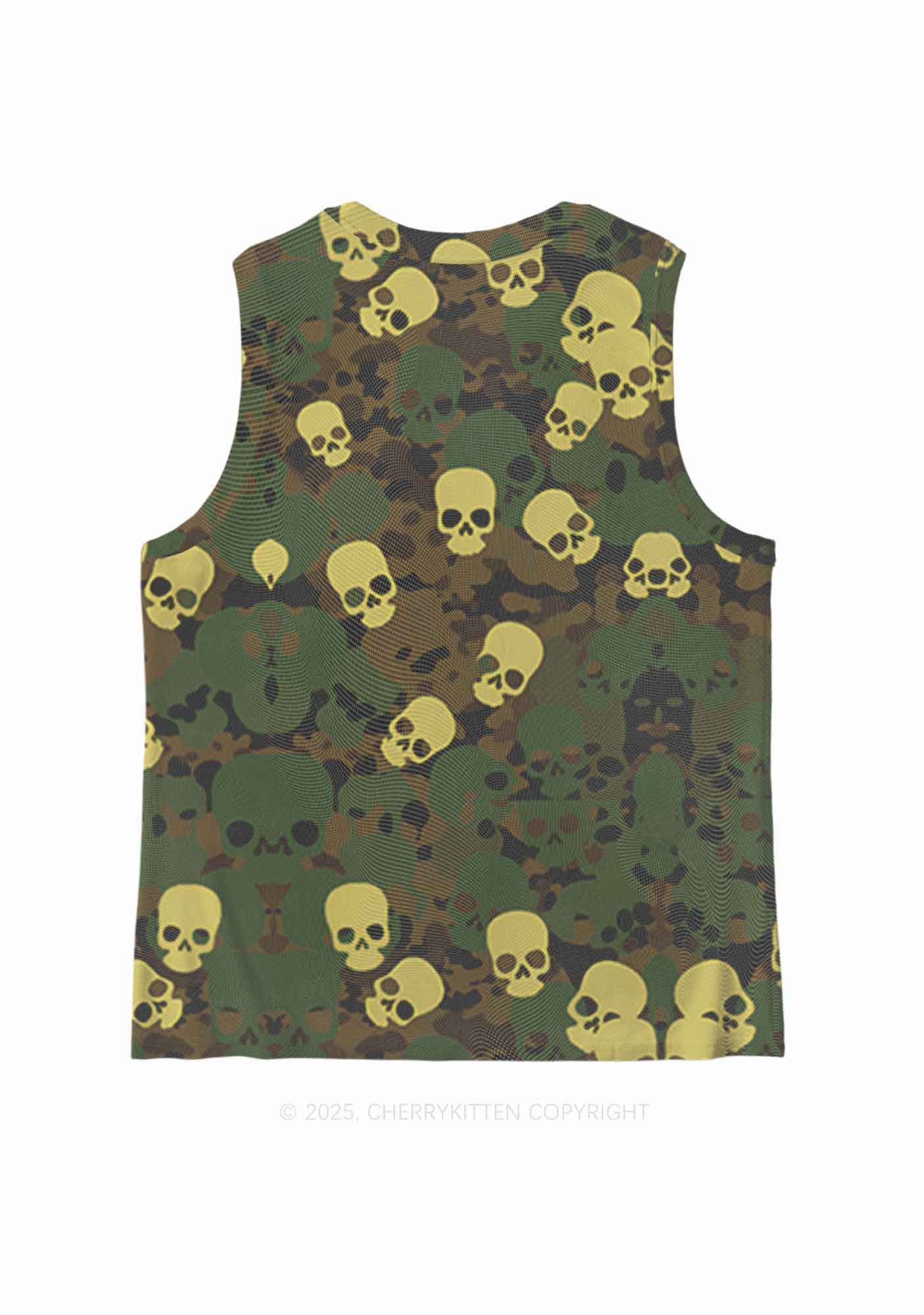 Halloween Camouflage Skull Y2K Mesh Muscle Tank Cherrykitten