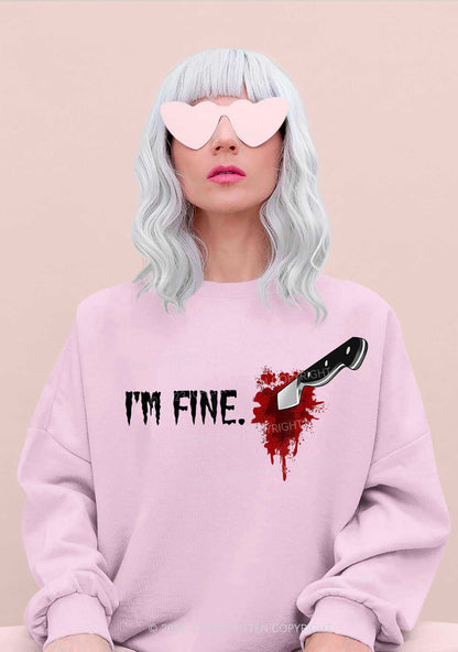 I'm Fine Horrible Bloodstains Halloween Y2K Sweatshirt Cherrykitten