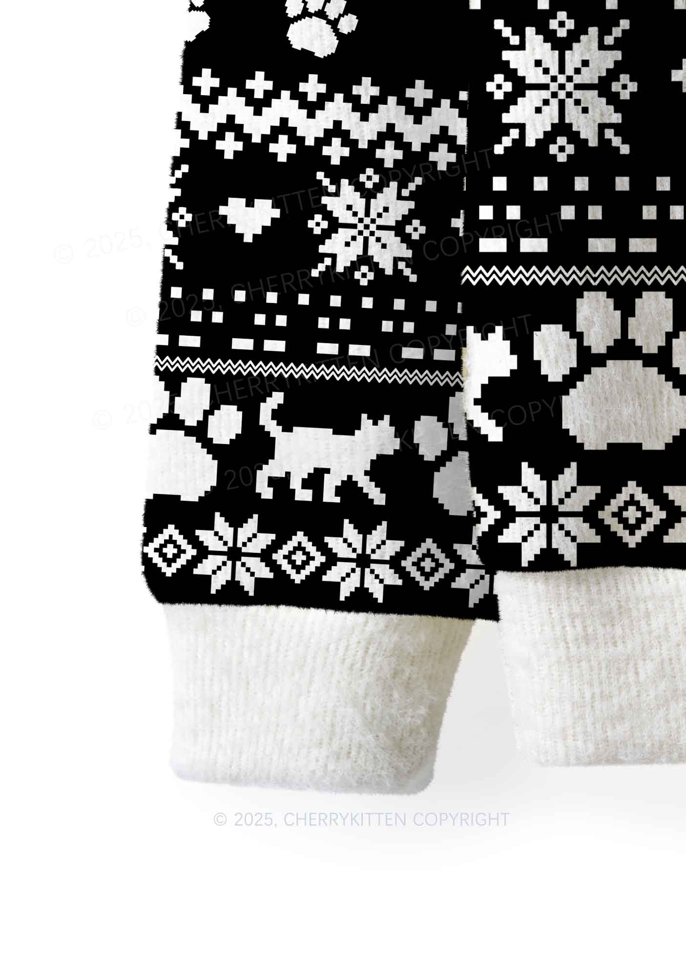Black ACAB Cats Y2K Christmas Knit Sweatshirt Cherrykitten