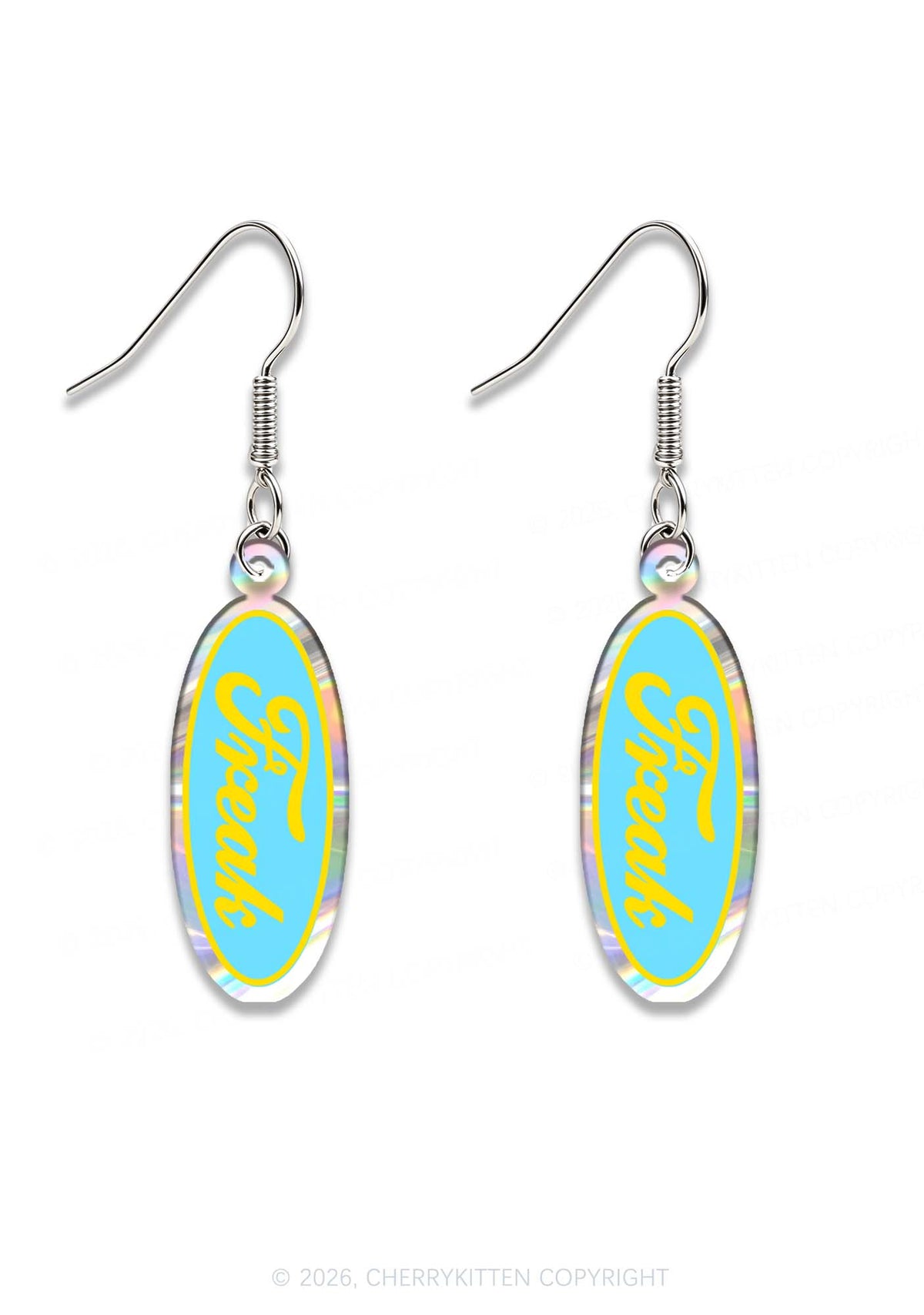 Yellow Freak On Blue Y2K Acrylic Earrings Cherrykitten