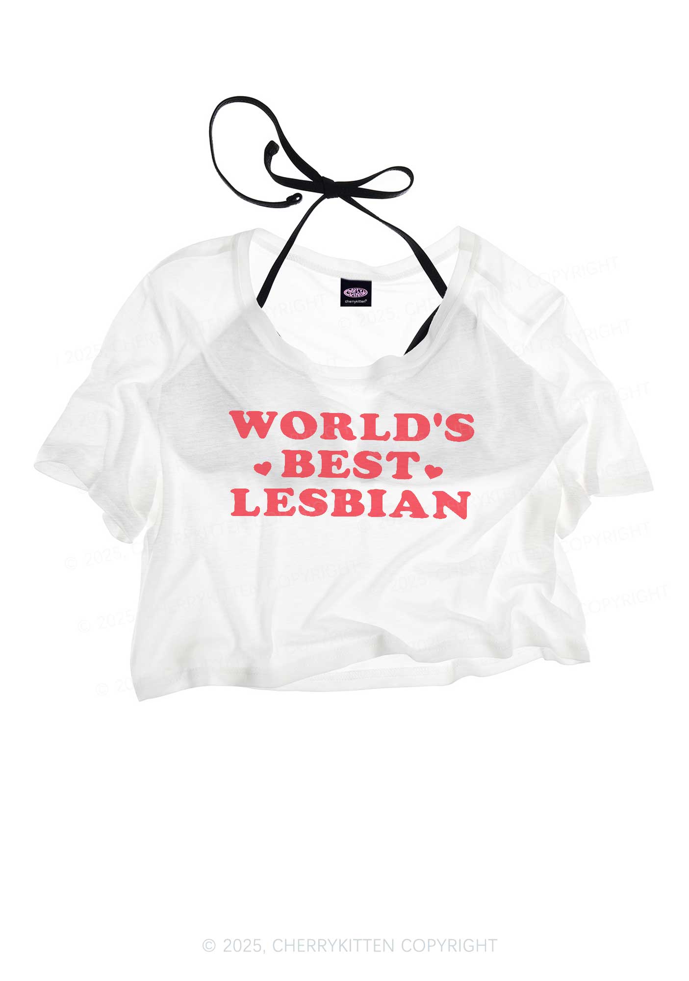 Worlds Best Lesbian Pride Y2K Sheer Crop Tee Cherrykitten