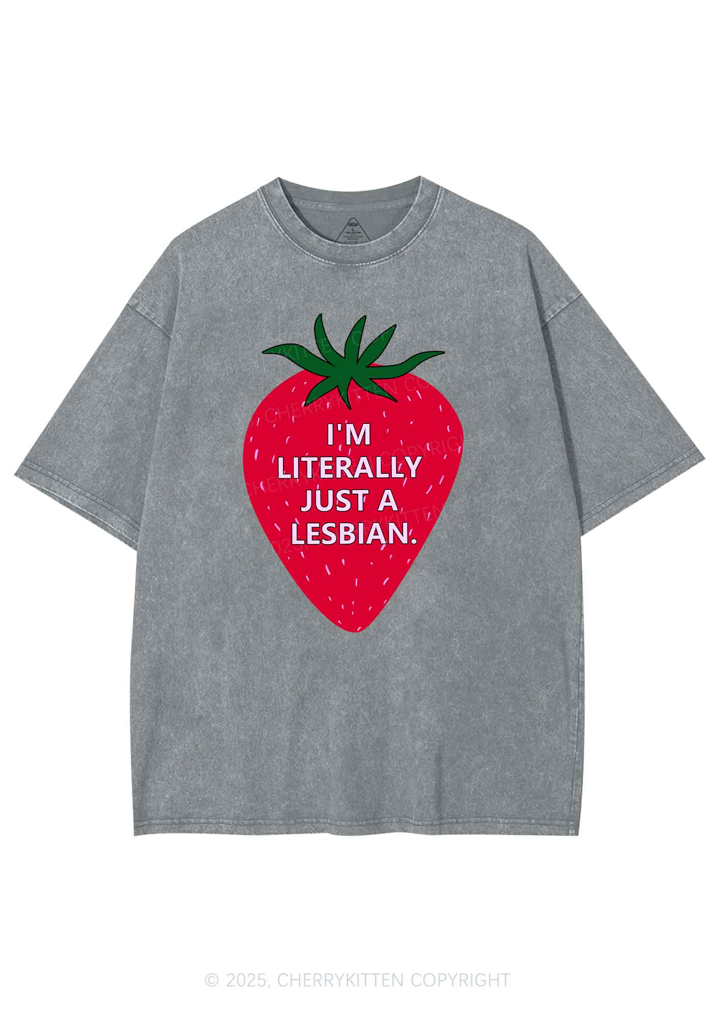 Lesbian Strawberry Pride Y2K Shirts Washed Tee Cherrykitten