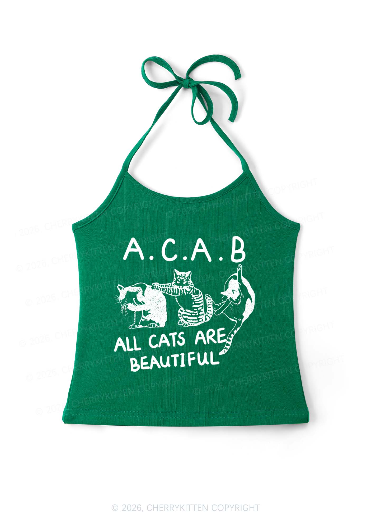 ACAB Cats Y2K Halter Neck Cami Cherrykitten
