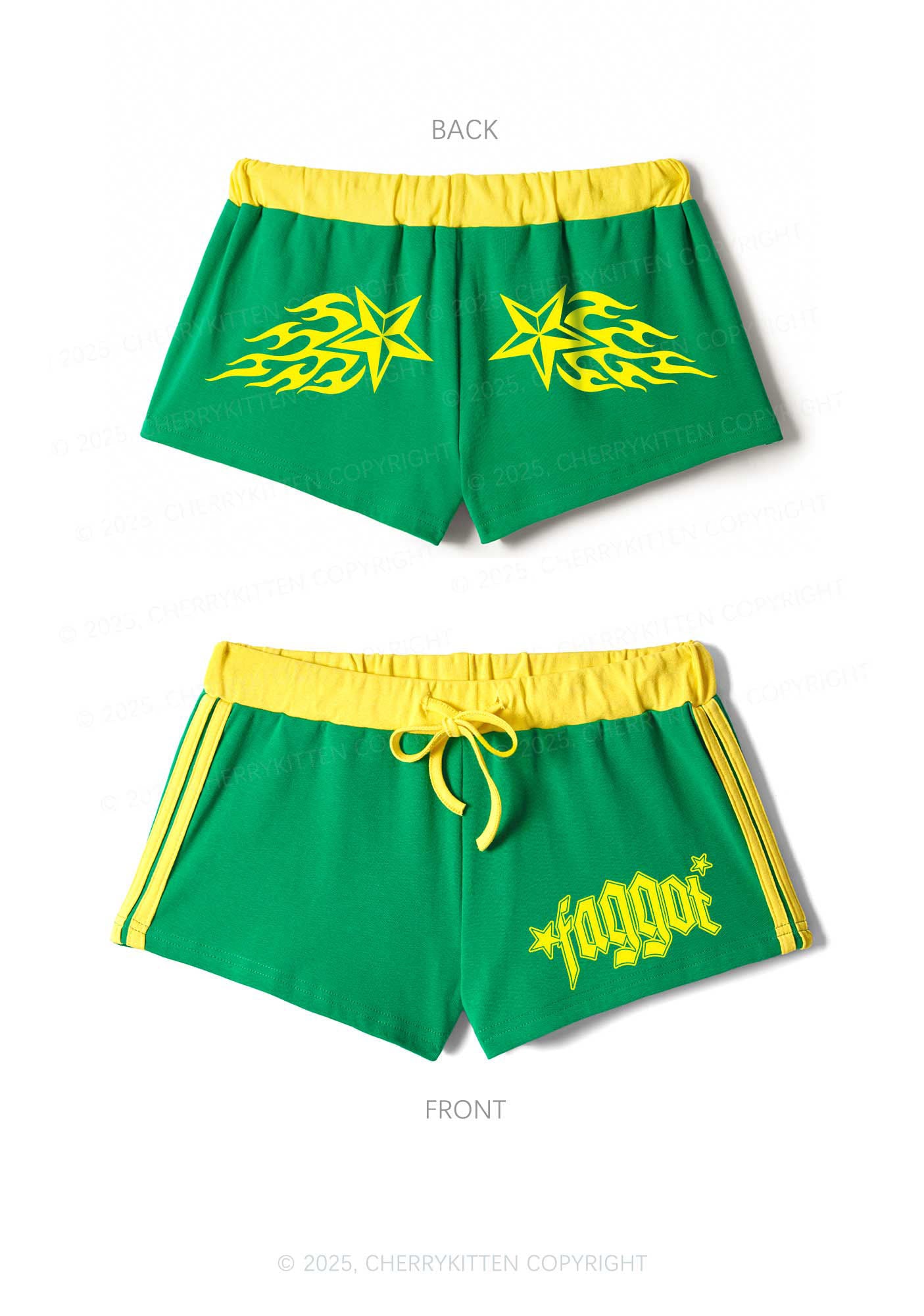 Faggot Star Pride Y2K Drawstring Mini Shorts Cherrykitten
