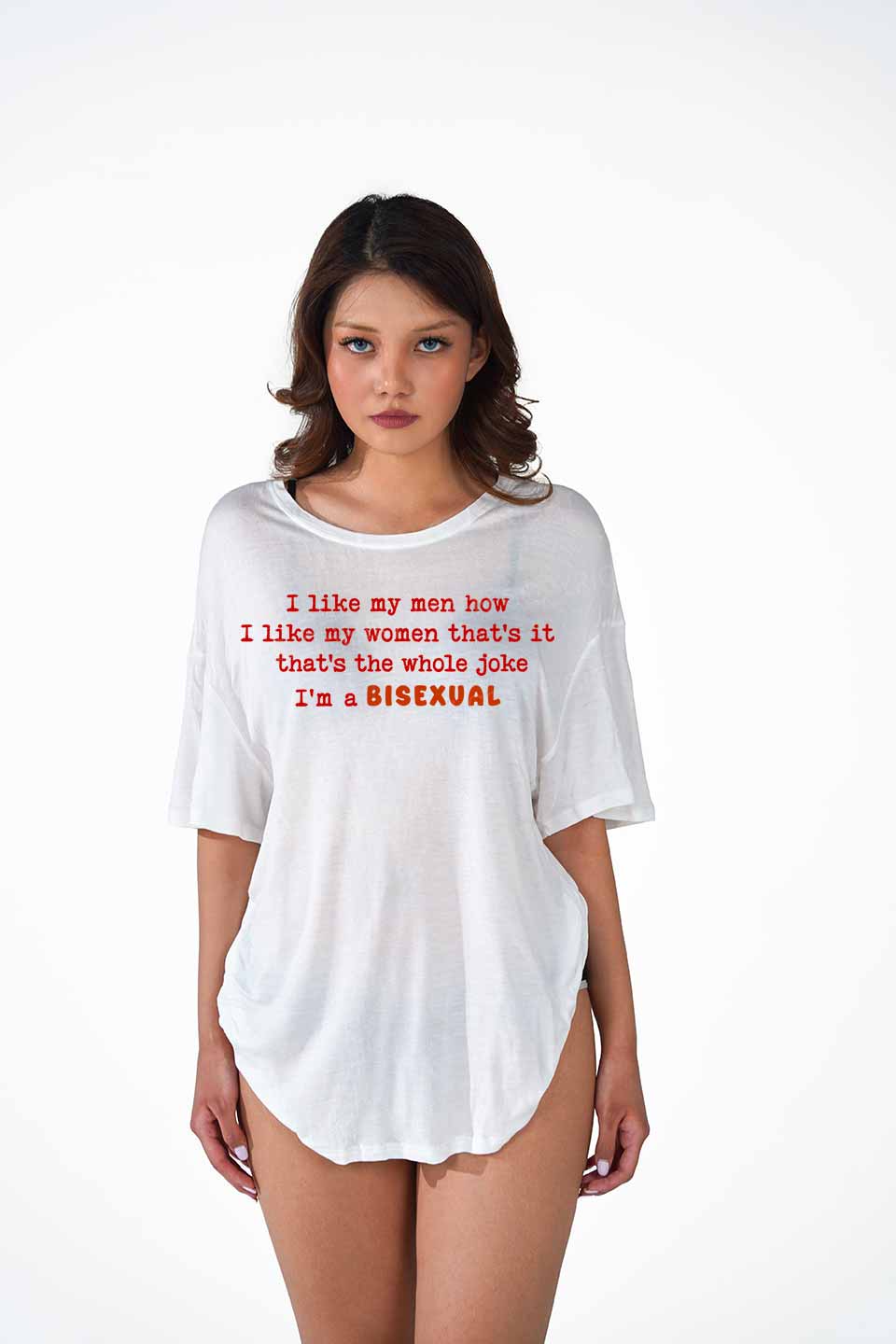 Im A Bisexual Pride Y2K Sheer Boyfriend Tee Cherrykitten