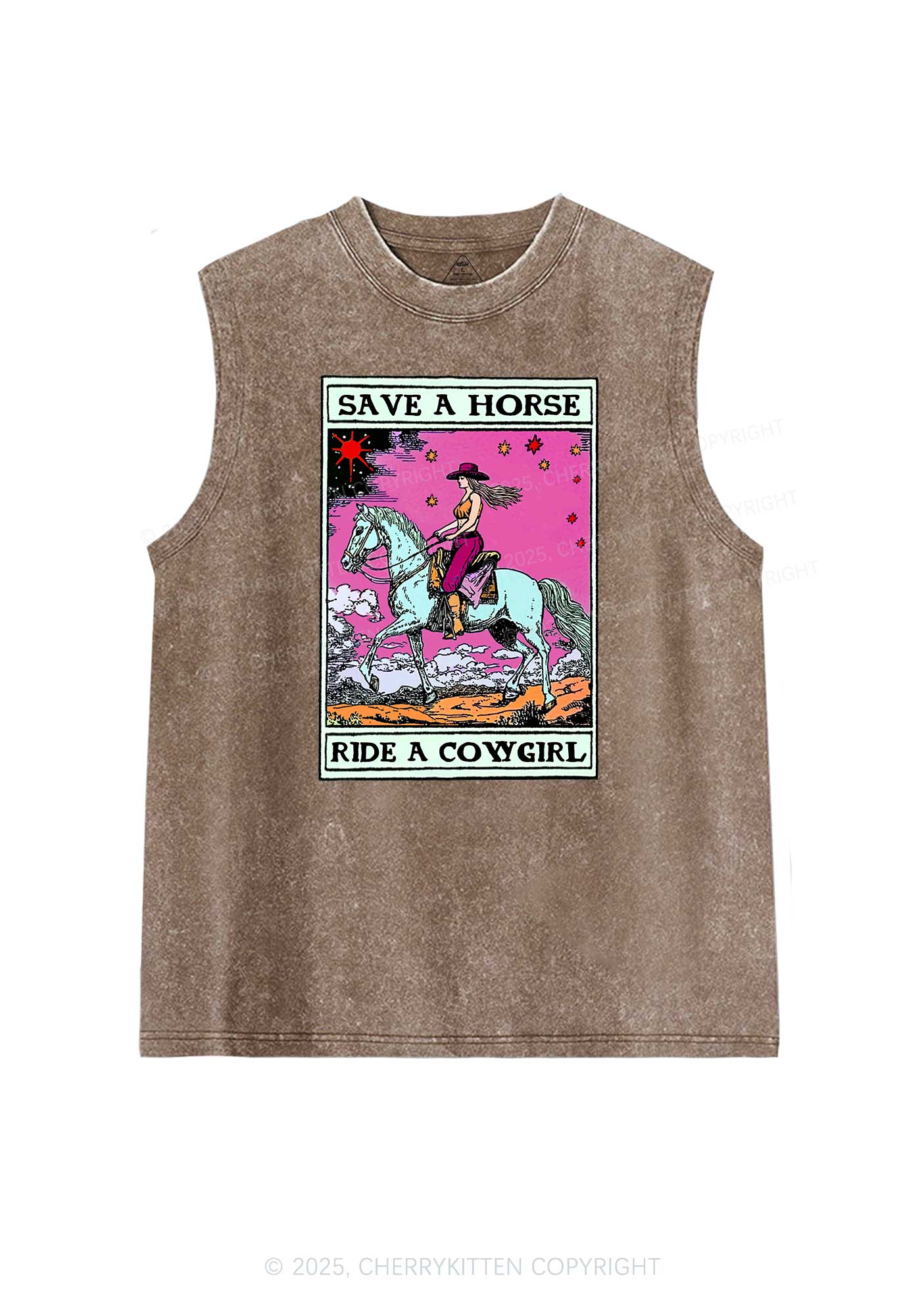 Save Horse Ride Cowgirl Pride Y2K Washed Muscle Tank Cherrykitten
