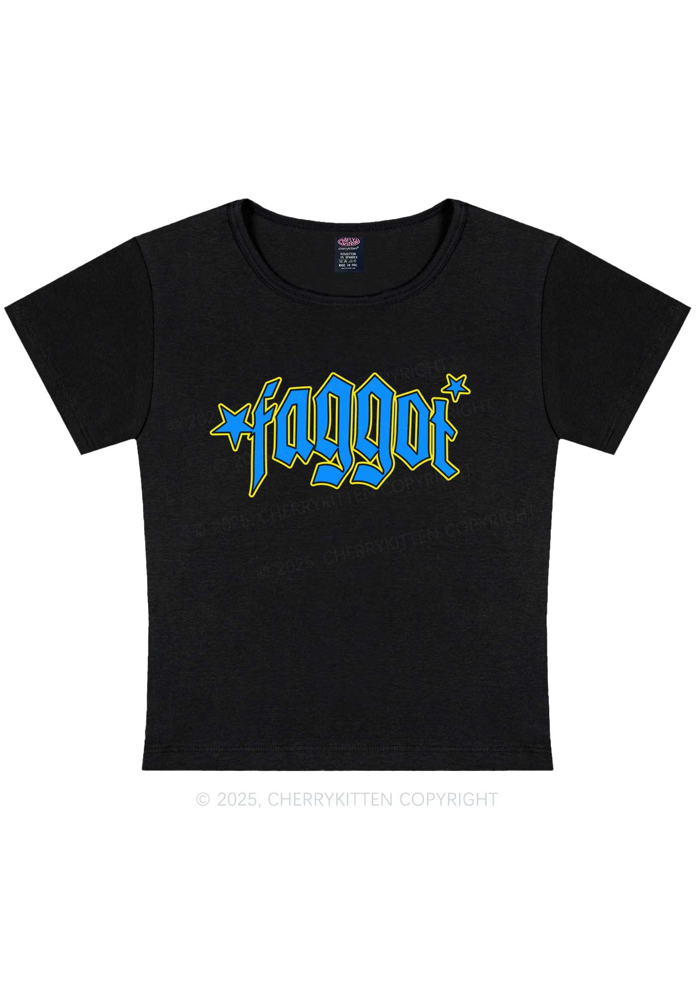 Faggot Stars Pride Y2K Baby Tee Cherrykitten