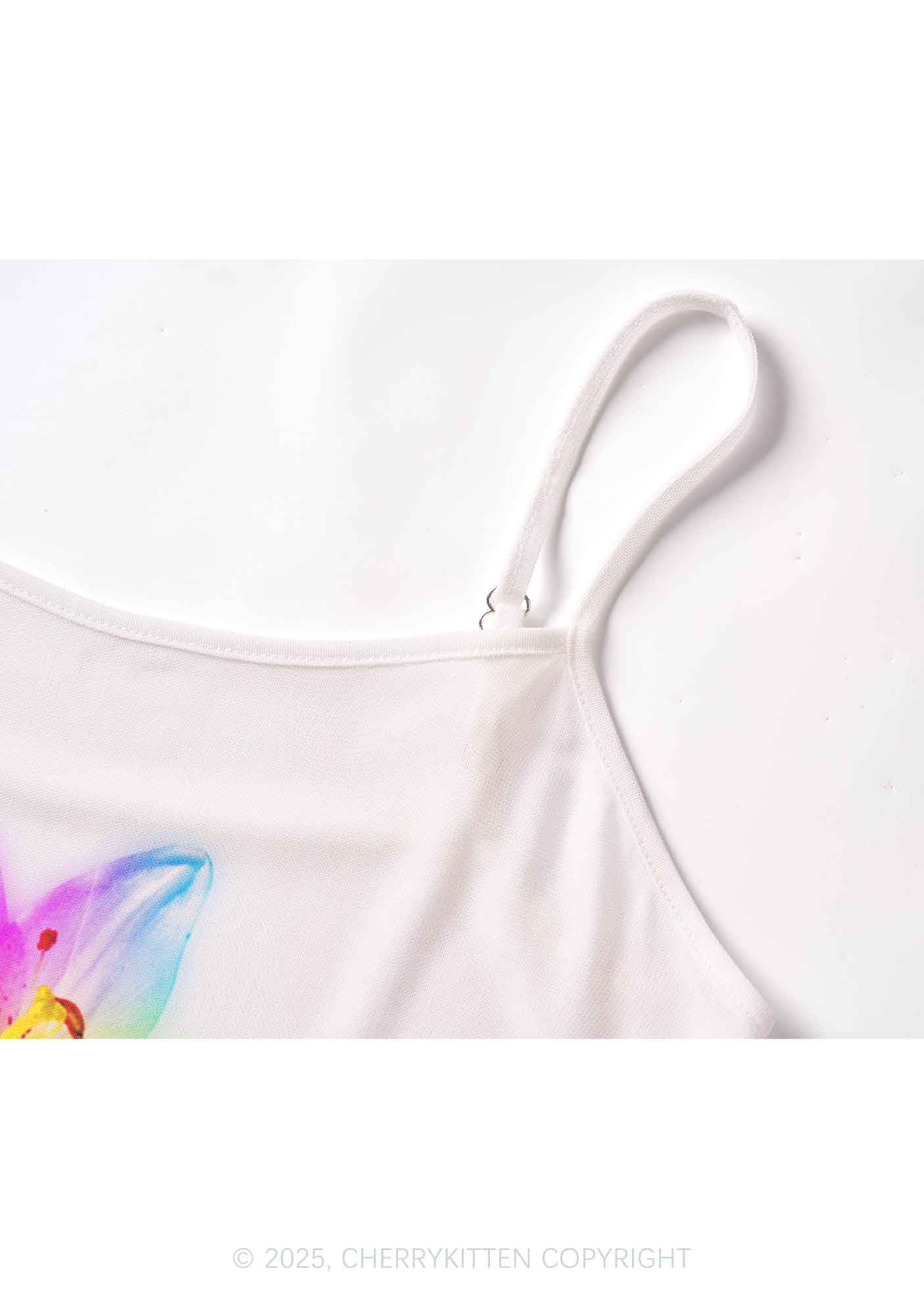 Rainbow Lily Pride Y2K Mesh Cami Tank Cherrykitten