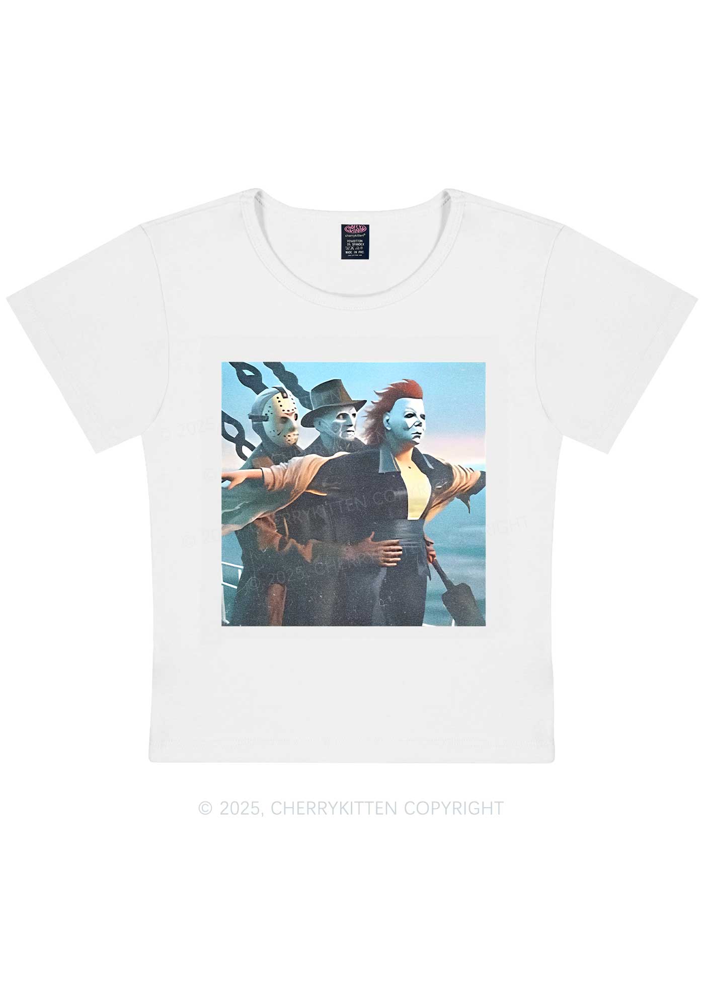 Halloween Horror Characters Y2K Baby Tee Cherrykitten