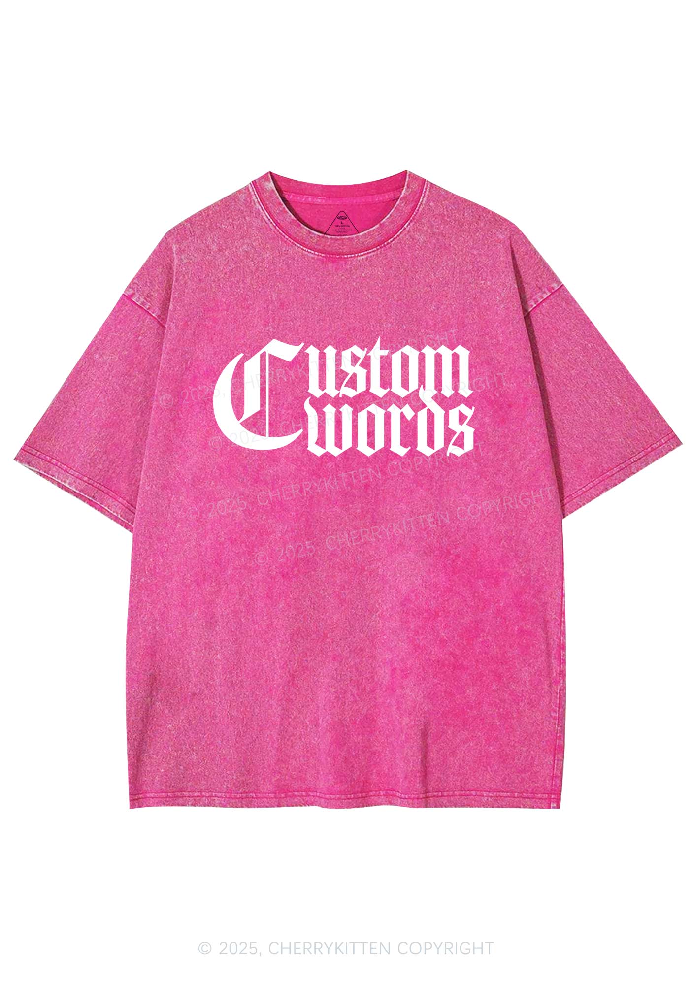 Custom Text Gothic Font Y2K Shirts Washed Tee Cherrykitten
