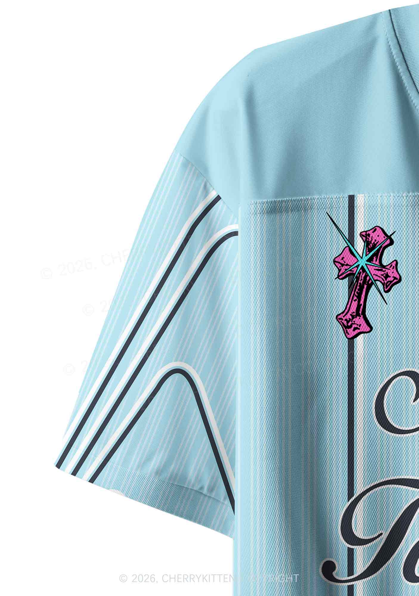 Light Blue Sapphic Tendencies Pride Y2K Crop Sport Jersey Shirts Cherrykitten