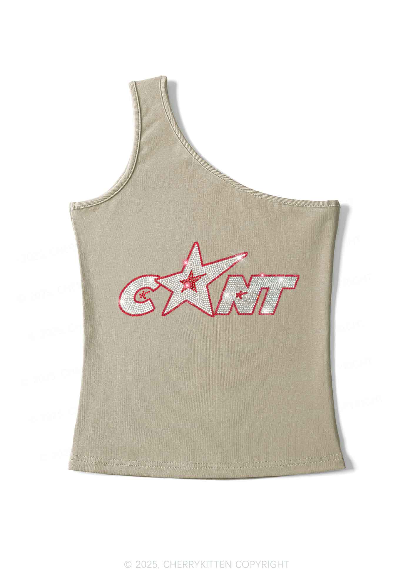Rhinestone Star Cxxt Y2K One Shoulder Tank Top Cherrykitten