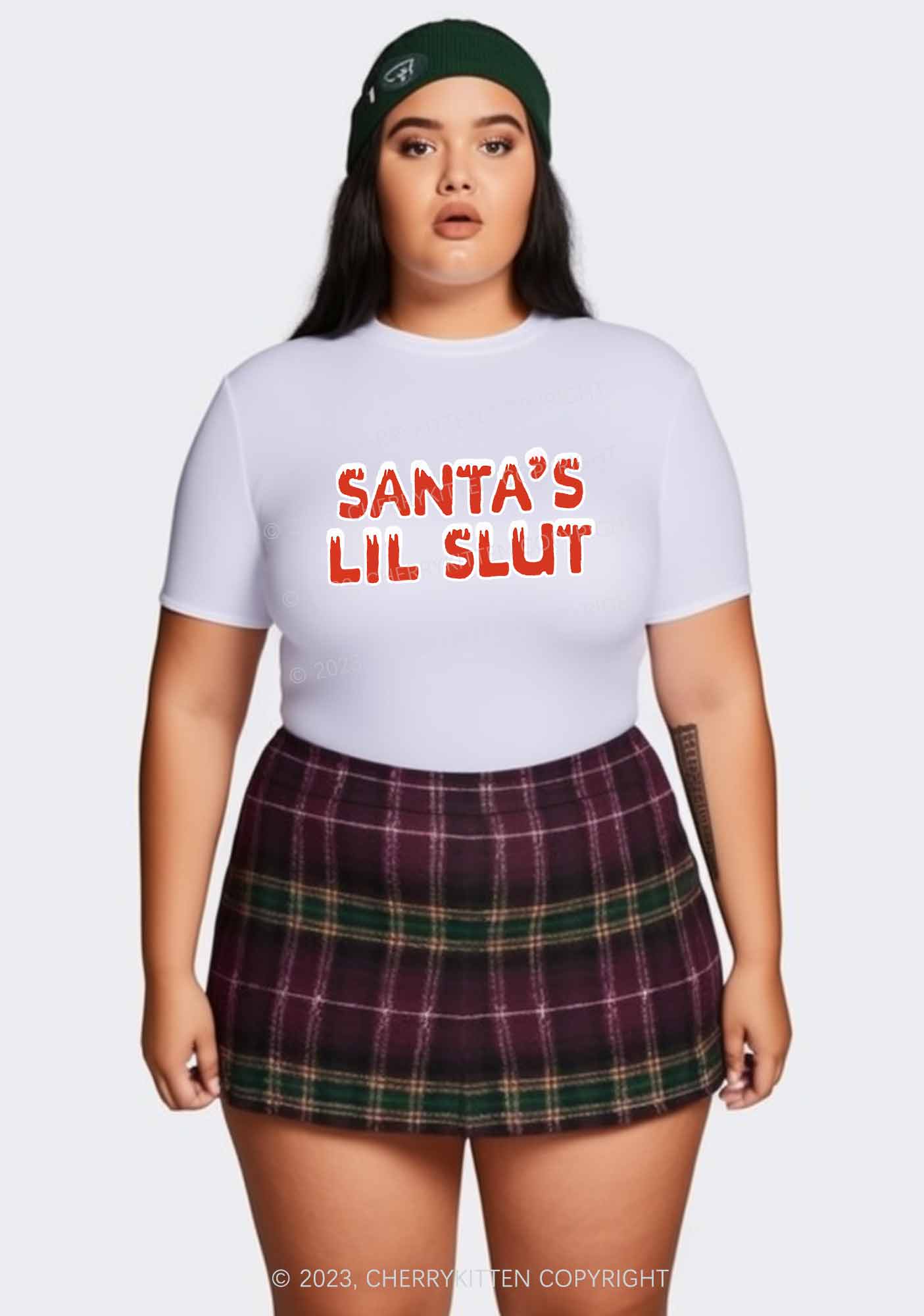 Santa's Lil Slxt Christmas Y2K Baby Tee Cherrykitten