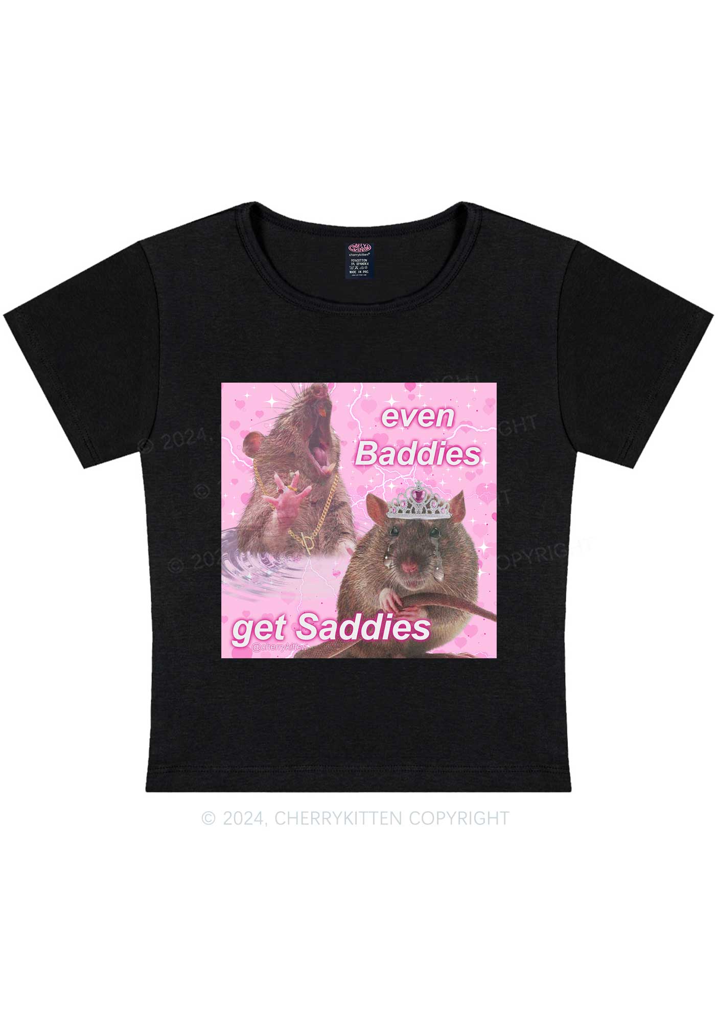 Rat Princess Get Saddies Y2K Baby Tee Cherrykitten