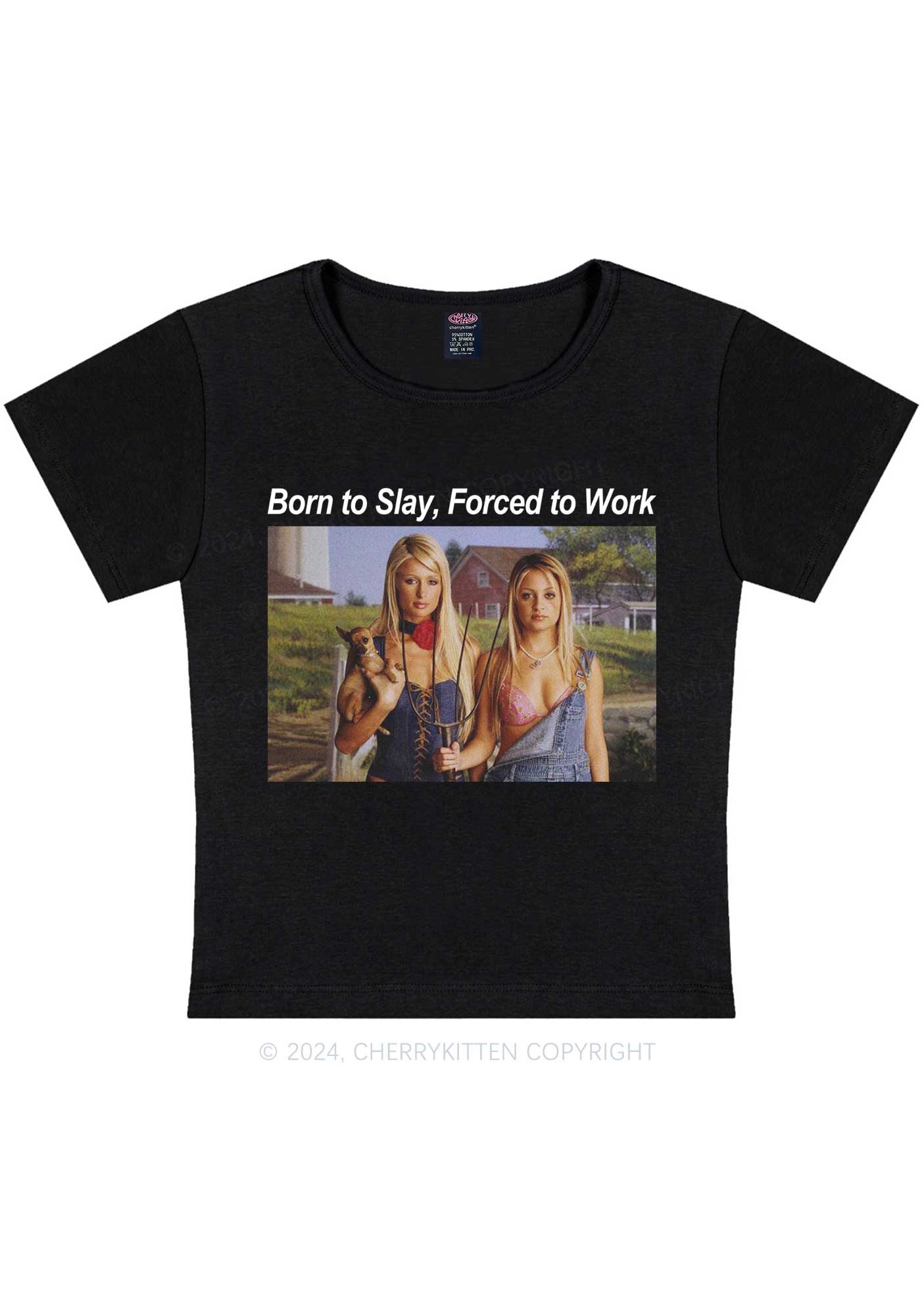 Born To Slay Y2K Baby Tee Cherrykitten