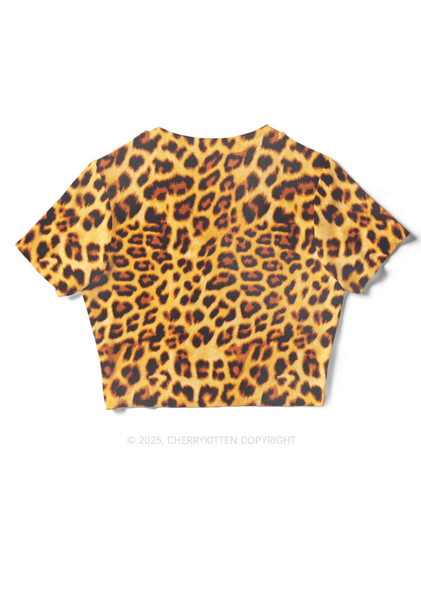 Brown Leopard Y2K Mesh Crop Top Cherrykitten
