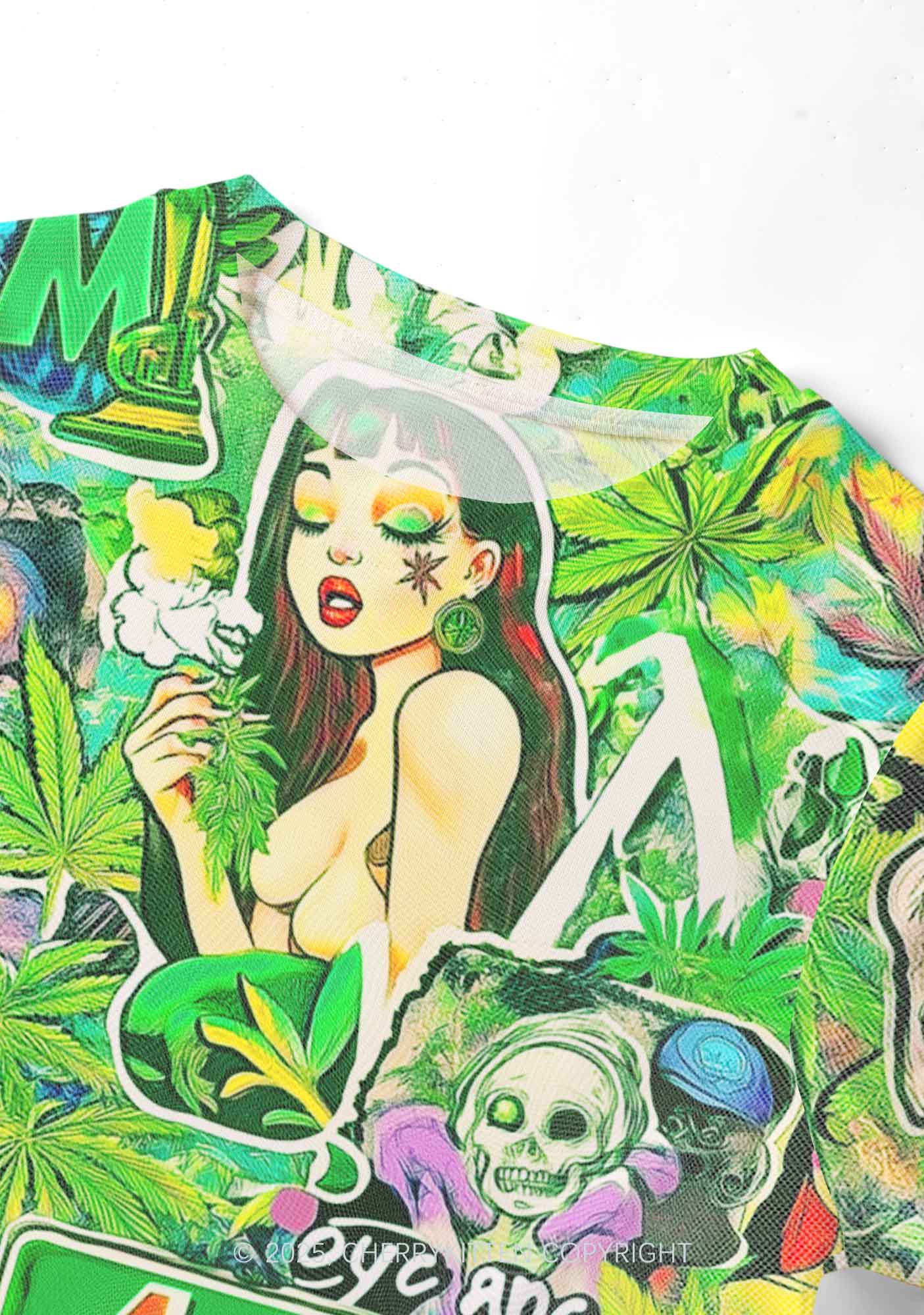 Smoking Girl Y2K Mesh Crop Top Cherrykitten