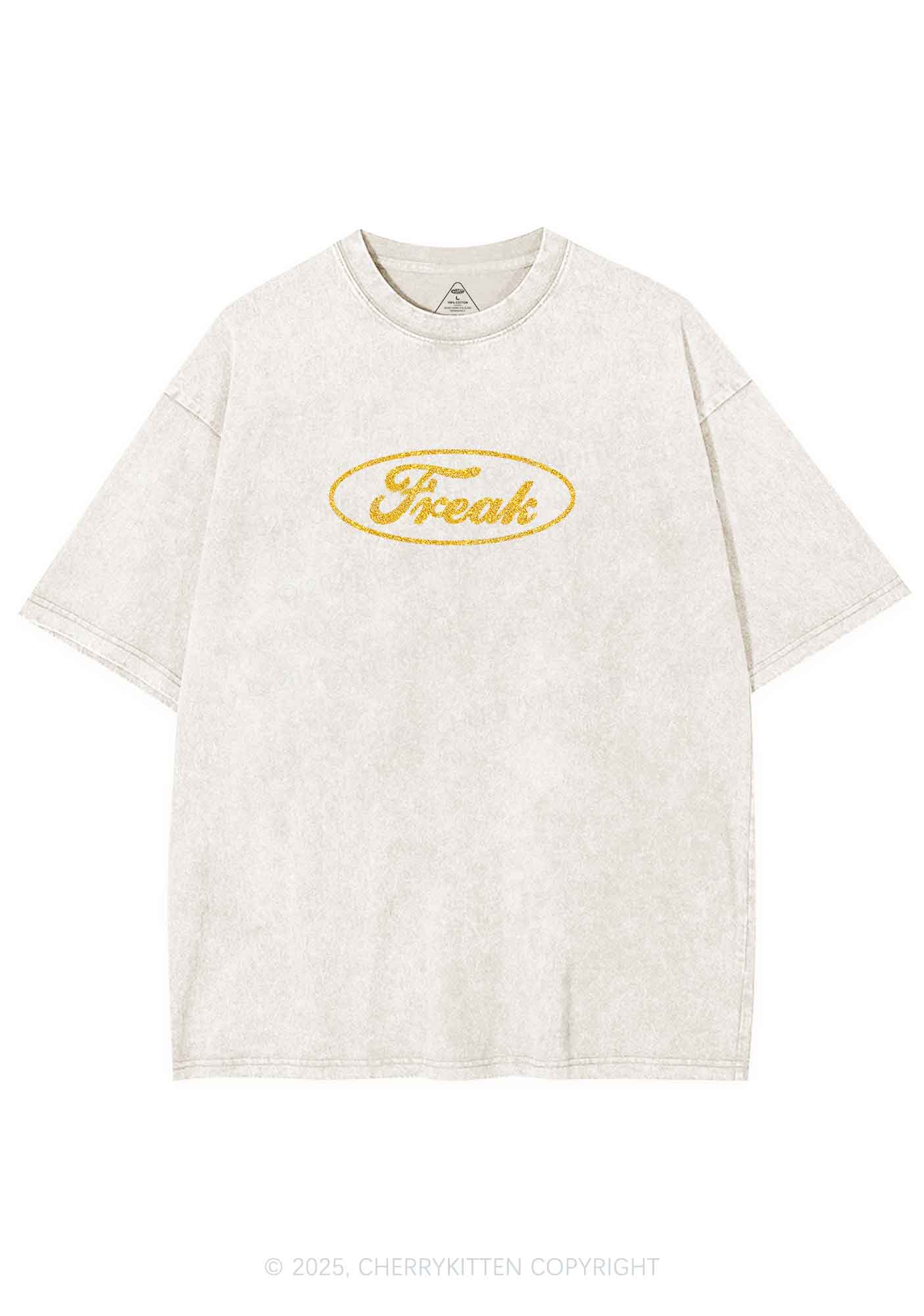 Glitter Oval Freak Y2K Shirts Washed Tee Cherrykitten