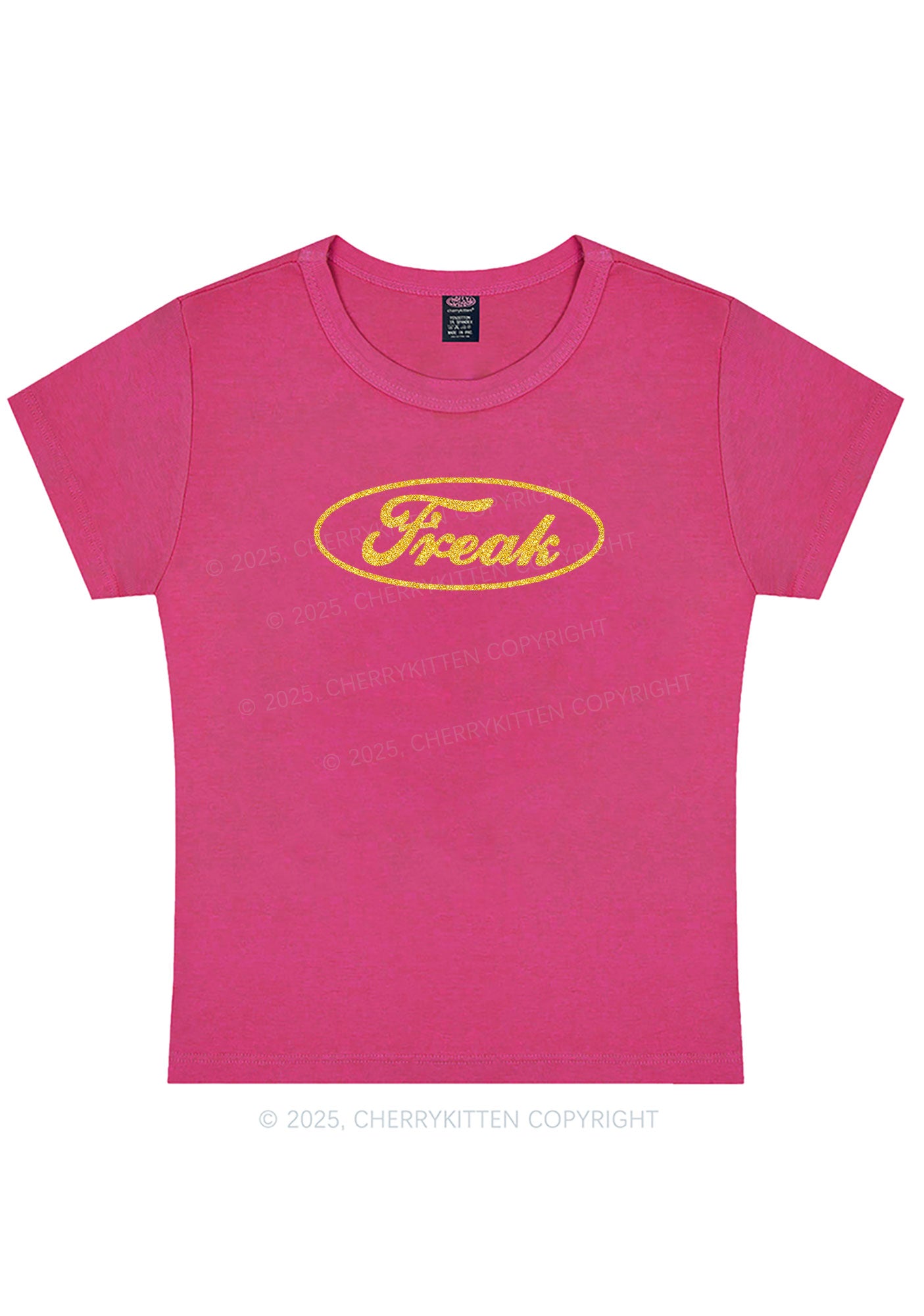Glitter Oval Freak Y2K Baby Tee Cherrykitten